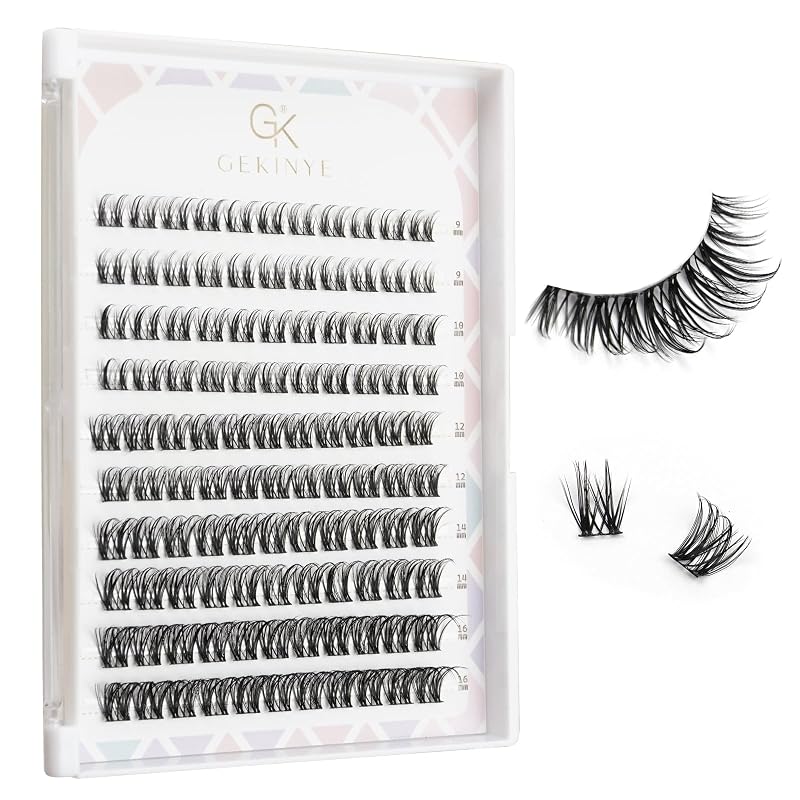 Gekinye Cílios Postiços em Tufo D Curl com Efeito Wispy e Manga, 110 Unidades em Comprimentos Mistos
