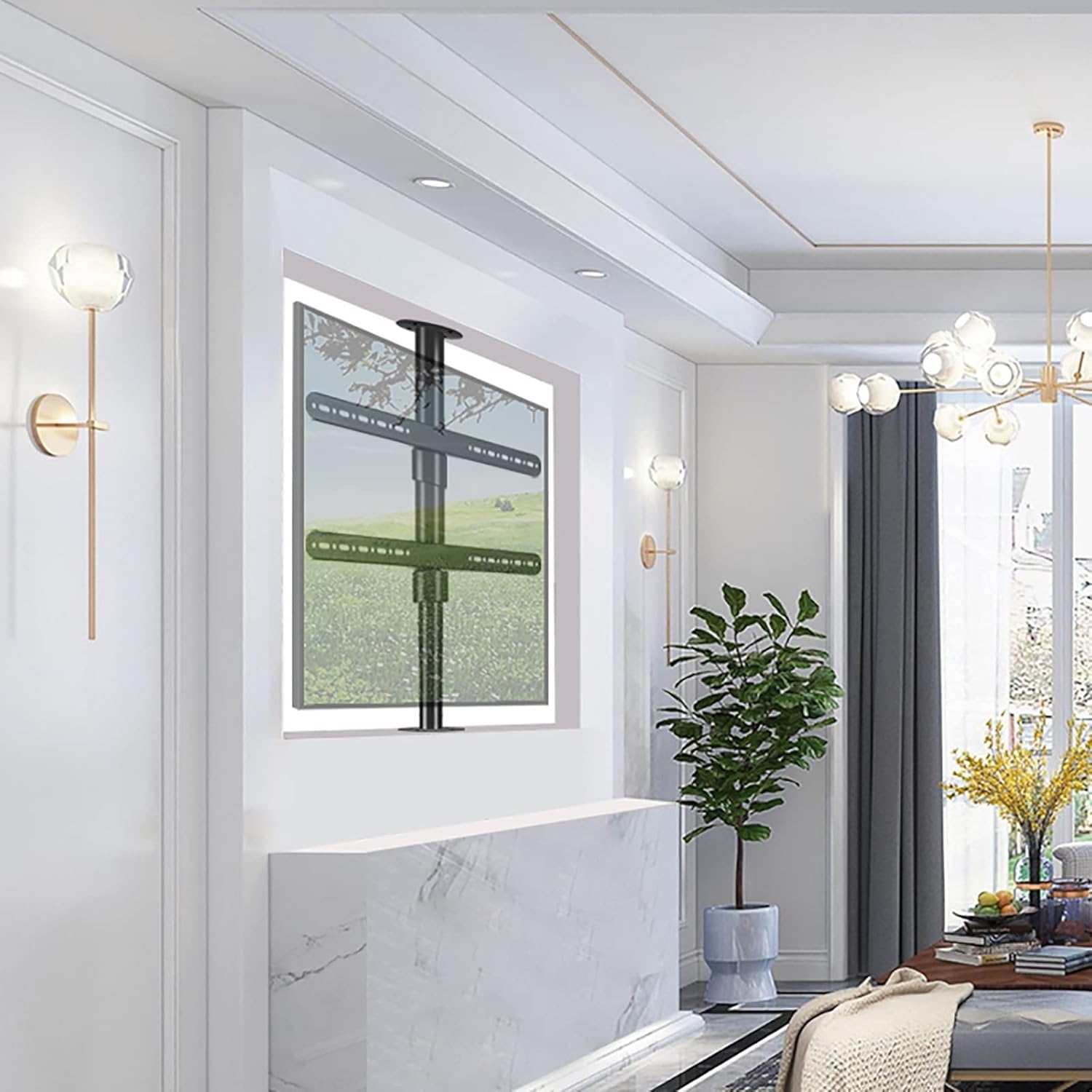 LCD TV 360 Degree Rotating Frame Floor Stand - Fits 32-75inch LED Screen Display, Partition Wall Rotating Rack Rotating TV Cabinet Rotating Base, LCD TV 360 Degree Rotating (200-29