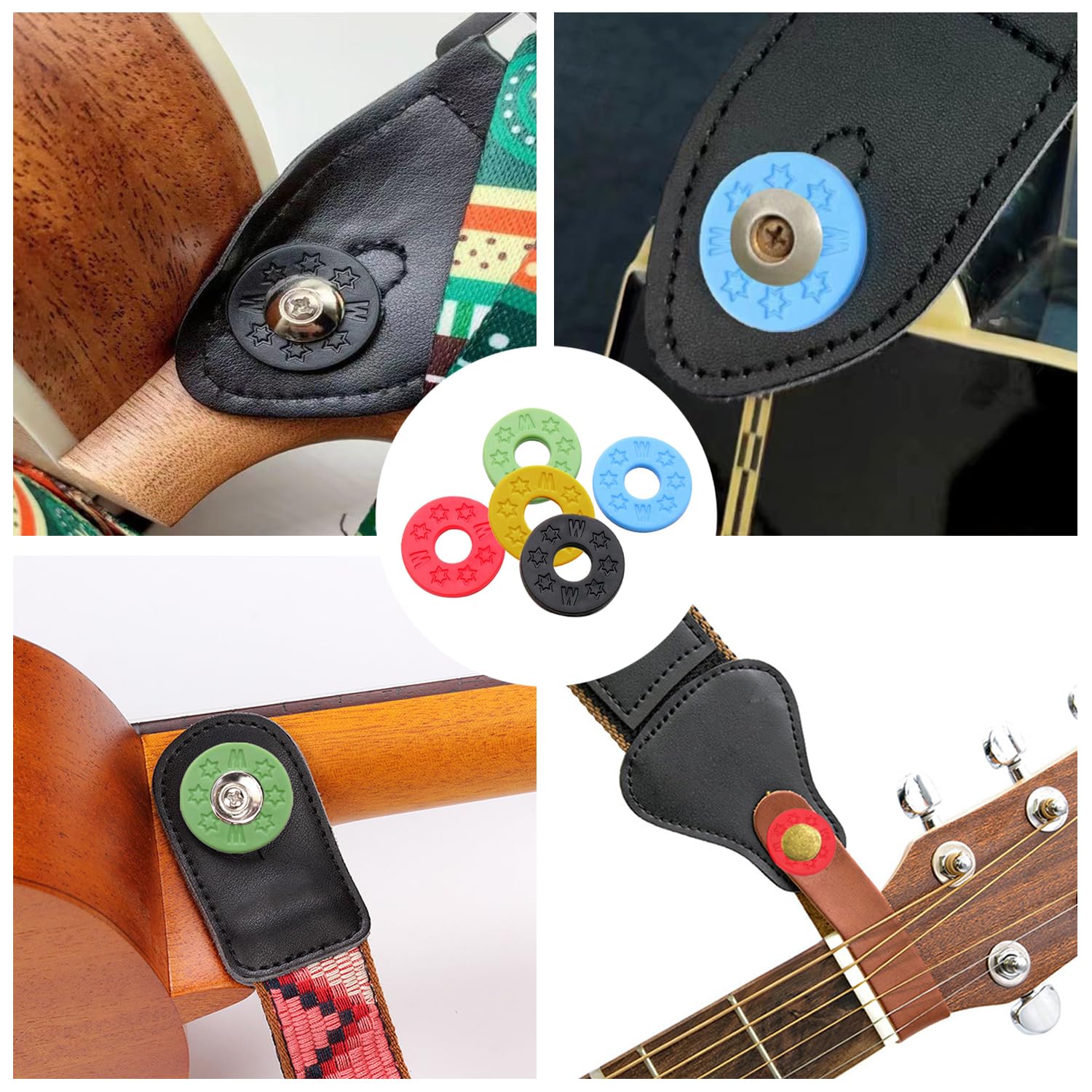 20 Lucchetti Per Tracolla Chitarra - In Gomma Antiscivolo, Multicolore - Foto 8