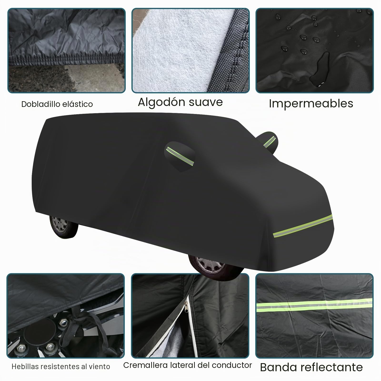 Funda de Coche para VW T4 1995-2004, 210D Impermeable para Todo Tipo de Clima, Resistente al Viento, a Prueba de Nieve, protección UV, para Interiores y Exteriores, Cubierta