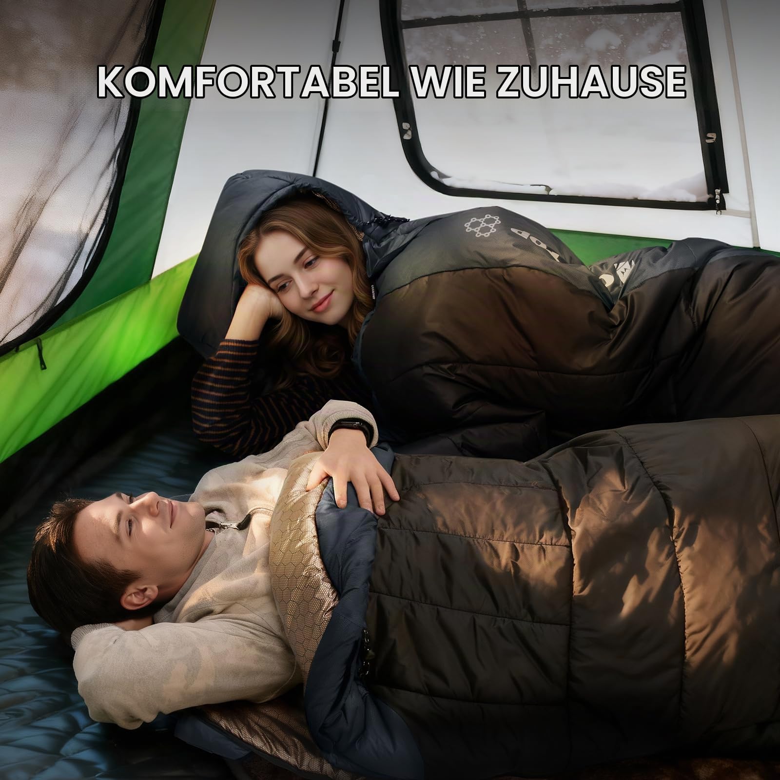 GEERTOP Mumienschlafsack für Erwachsene – Graphen-Technologie & Pflanzenfaser-Füllung, 3-4 Jahreszeiten Winterschlafsack (1500g, -3°C bis 4°C), Wasserabweisend, Warm für Camping & Auto-Reisen