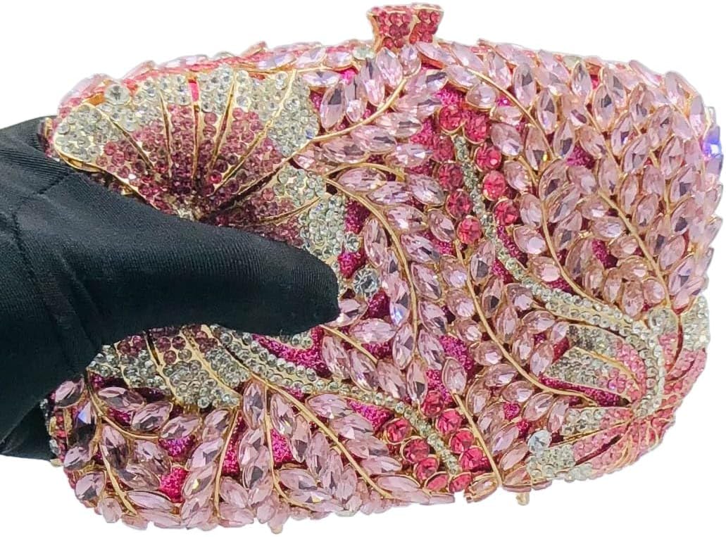 Boutique De FGG Flower Evening Bags Formal Party Floral Crystal Clutch Handbags Bridal Wedding Rhinestone Clutch Purses,Mini - Image 7