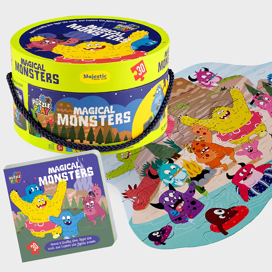Magical Monsters Puzzle Box for Kids I 30 Jigsaw Puzzle Pieces & 1 Storybook I Fun Toy for Children Age 3+ I for Children by Majestic Book Club