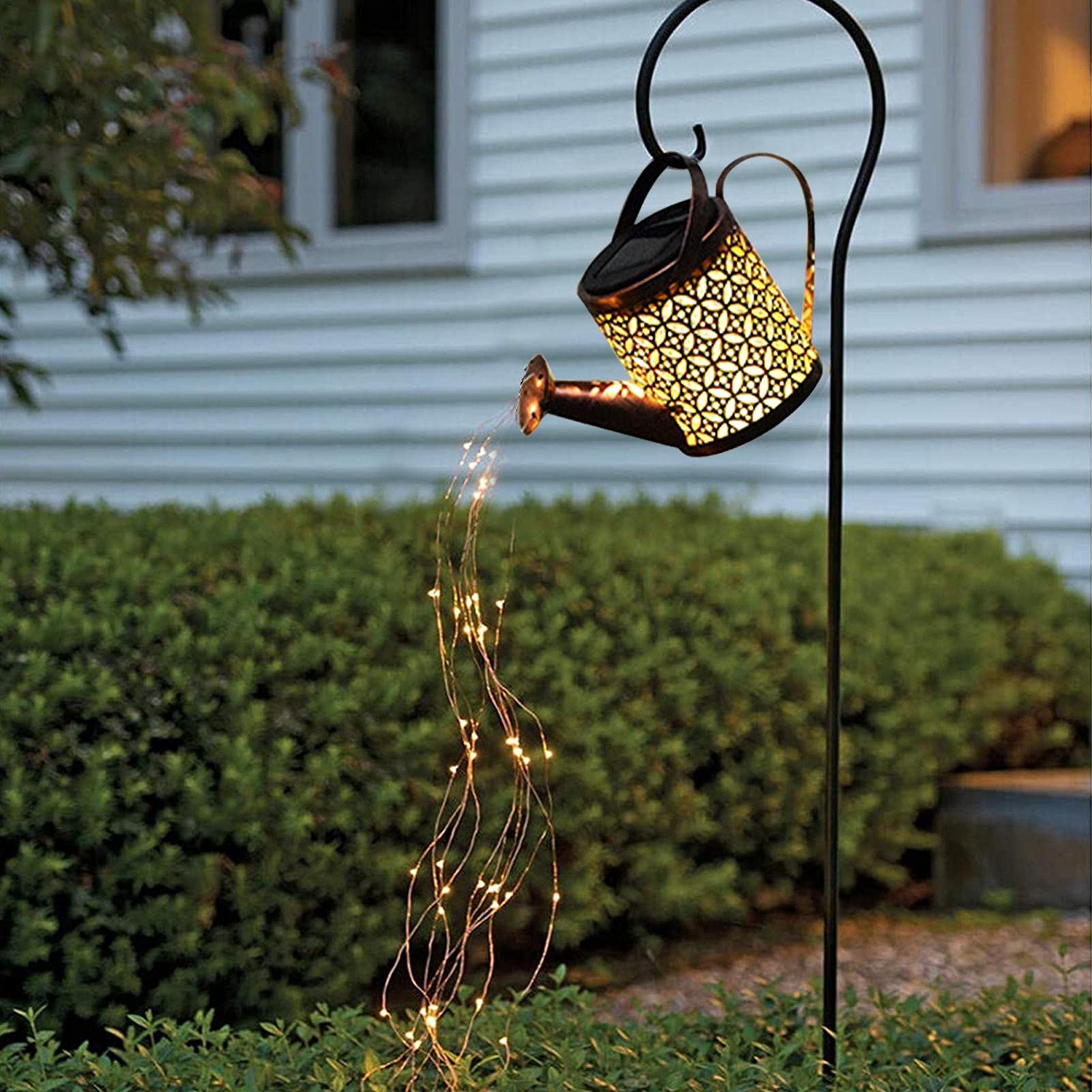 Garden Solar Lights, Garden Shower Lamps Innovative Decorative Outdoor Iron Watering Can Lights, Fire Cluster Lights Waterfall Lights Waterproof for Home Path Patio Yard