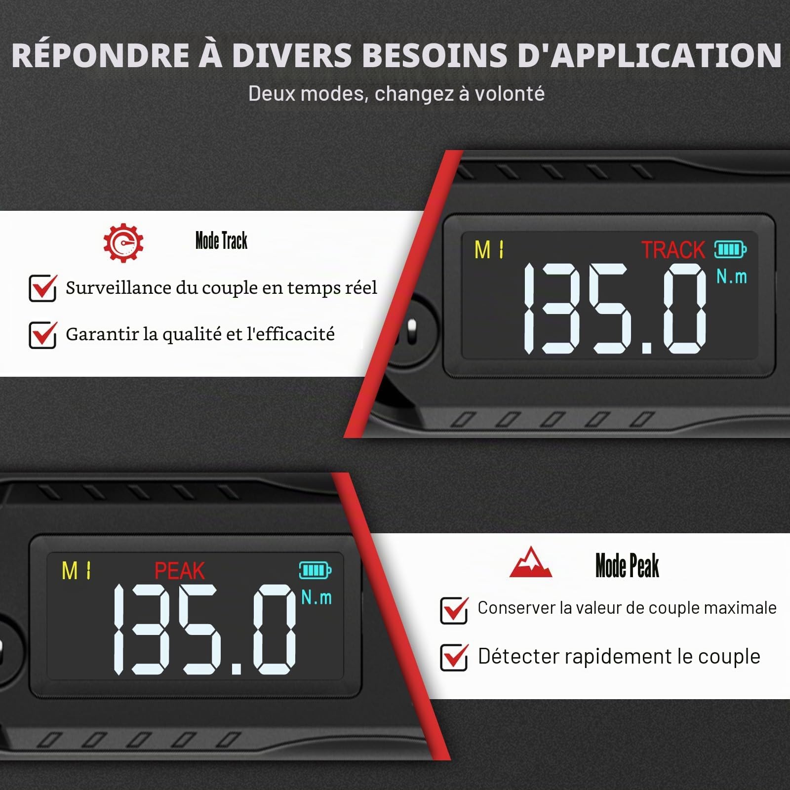 VANPO Clé Dynamométrique Numérique 3/8" 6.8-135NM pour Vélos, Moto