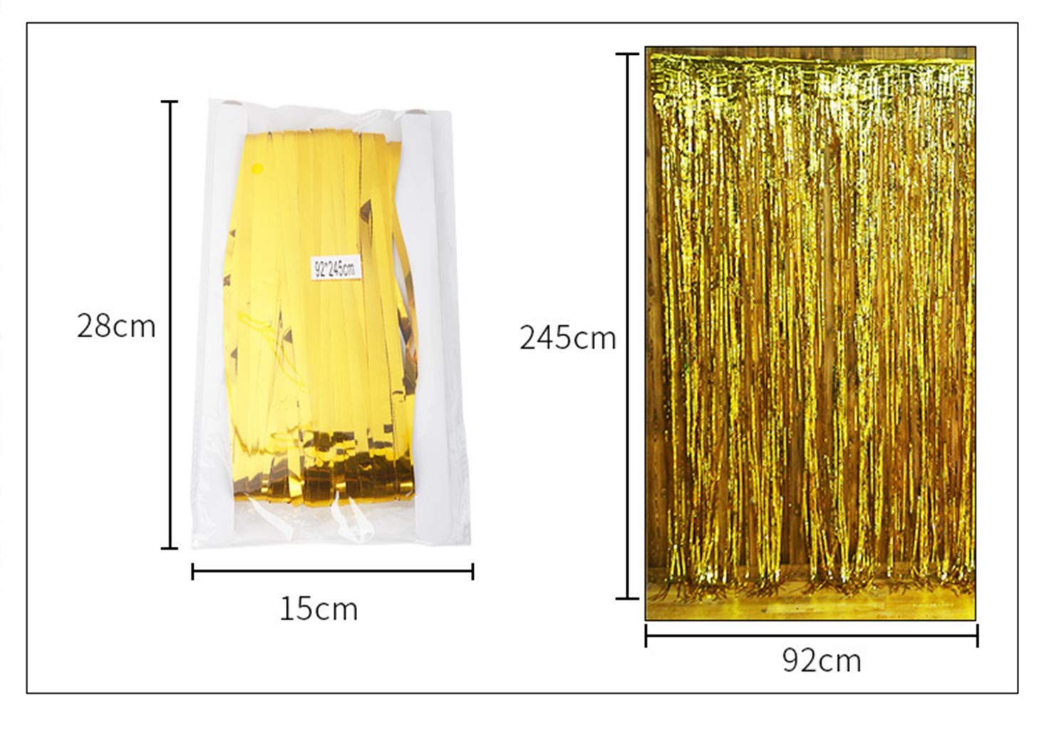 Foil Fringe Party Curtain Metallic Tinsel Tassel Rain Curtain Backdrop Wedding Birthday Party Banquet Christmas Decoration, 92x245cm (Silver)