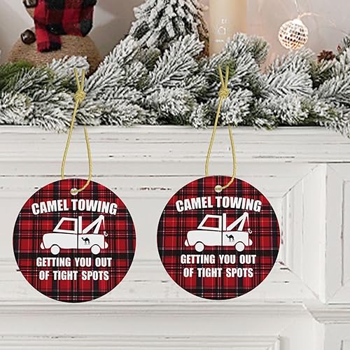 Miniatura 9 de Camel Towing When It's Wedged in Tight We'll Pull It Out Christmas Tree Hanging Ceramic Round Christmas Ornaments Home Decor Indoor Outdoor
