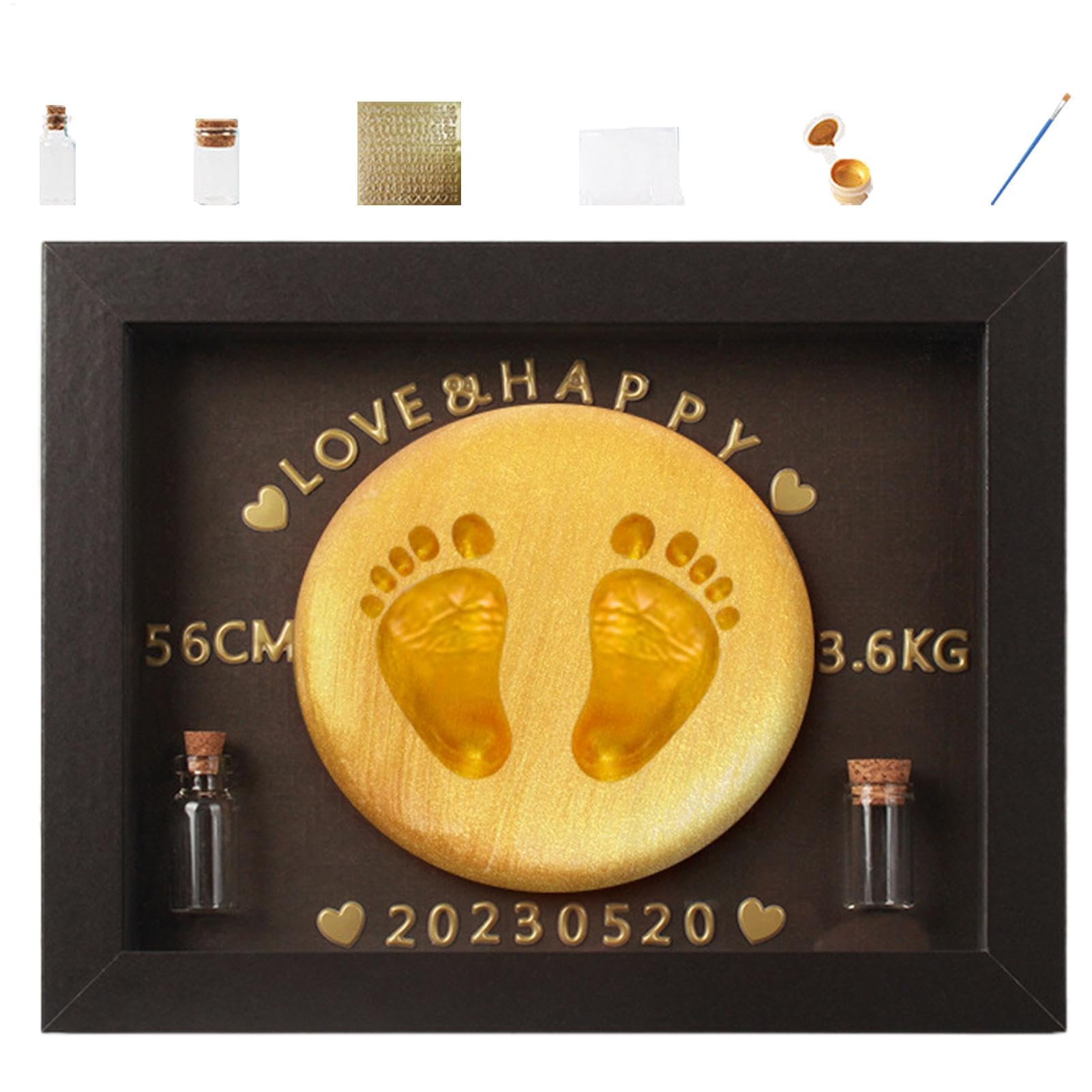Baby Casting Kit, Baby Handprint Keepsake, Baby Footprint Kit, Wooden Baby Casting Frame, Baby Keepsake Souvenir, Baby Hand and Foot Prints, Baby Casting Kit, Handprint Photo Frame for Baby