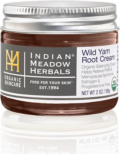 Indian Meadow Herbals Wild Yam Root Cream (2oz) - USDA Certified Organic Balancing Cream for PMS & Menopause Relief - Estrogen & Progesterone-Free. Woman-owned & Operated Since 1994.