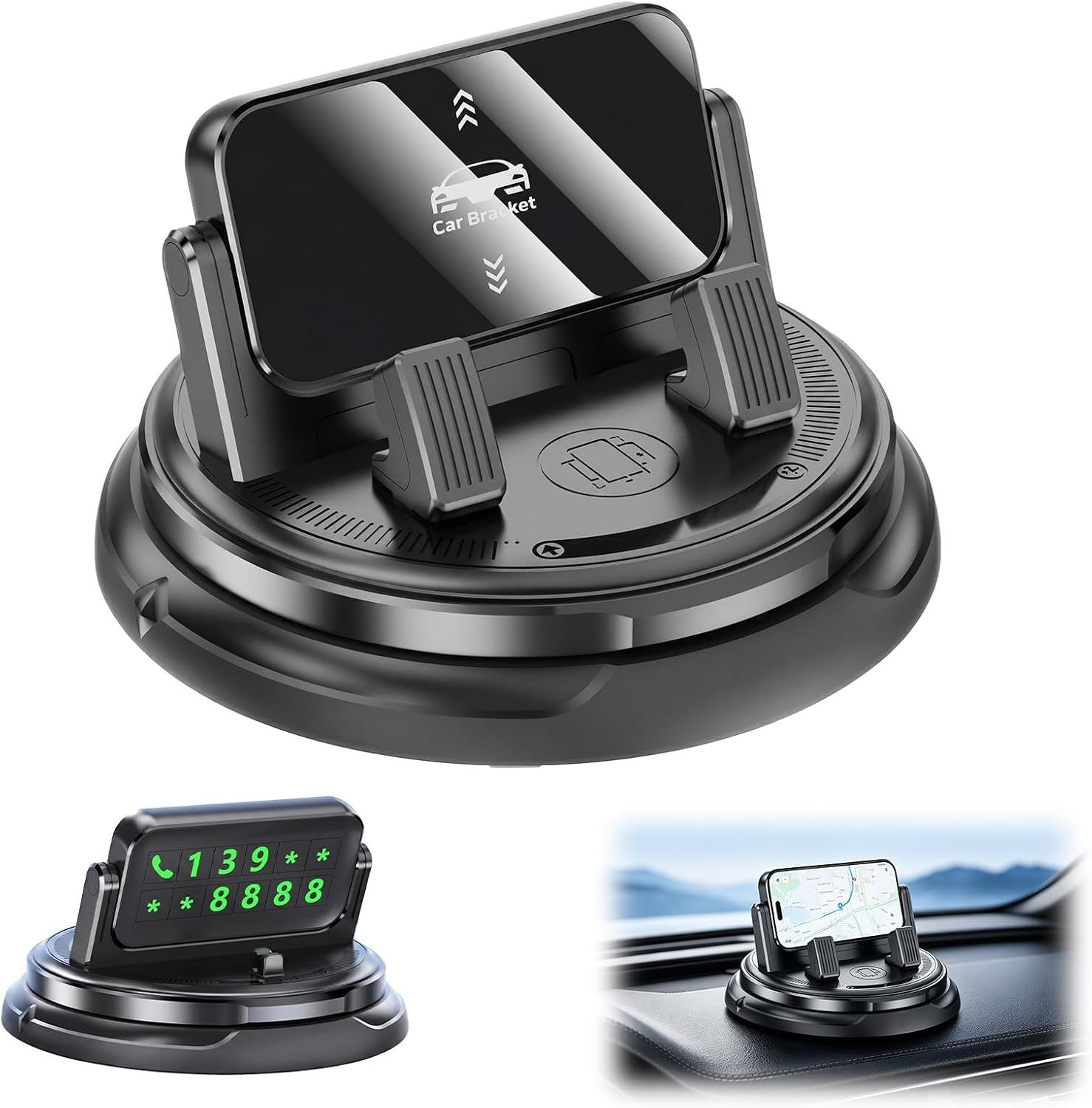 Car Phone Holder 360 Degree Rotation, 2026 New Dashboard Phone Mount, Adjustable Universal Car Phone Holder for Car Interiorcar Navigation Mount