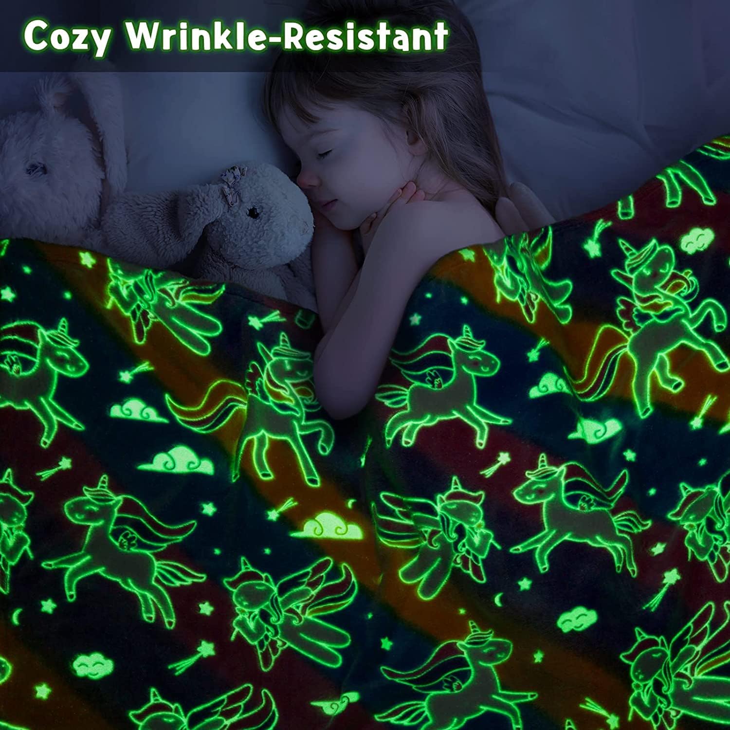 Happy Hues® Glow in The Dark Blanket Kids-Teens Boys & Girls Travel Lightweight Throw Blankets Soft & Fluffy for Kids (UNI Cross) 1
