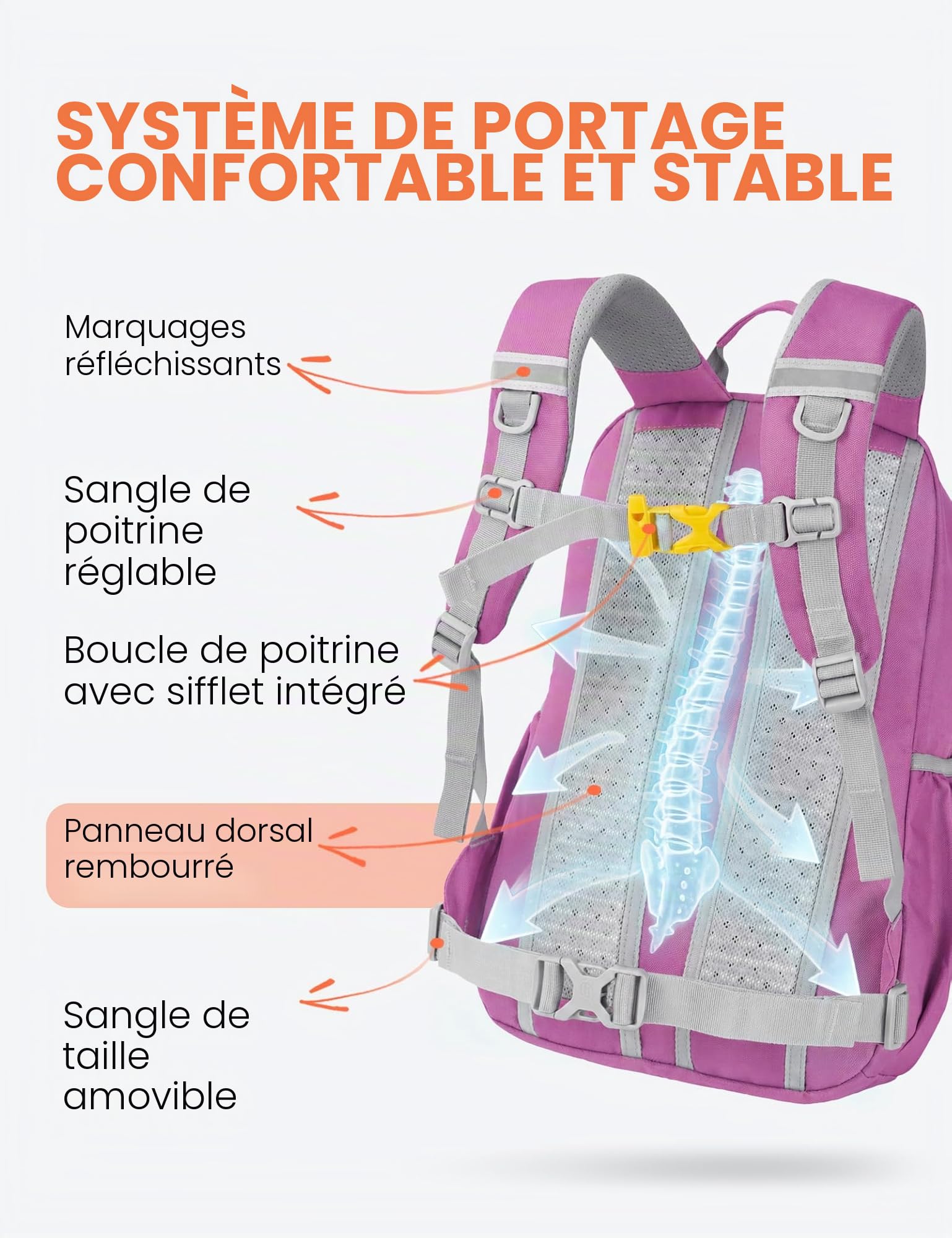 SKYSPER Sac à dos pour enfants 15L confortable sac à dos de randonnée pour enfants randonnée pour garçons & filles Outdoor