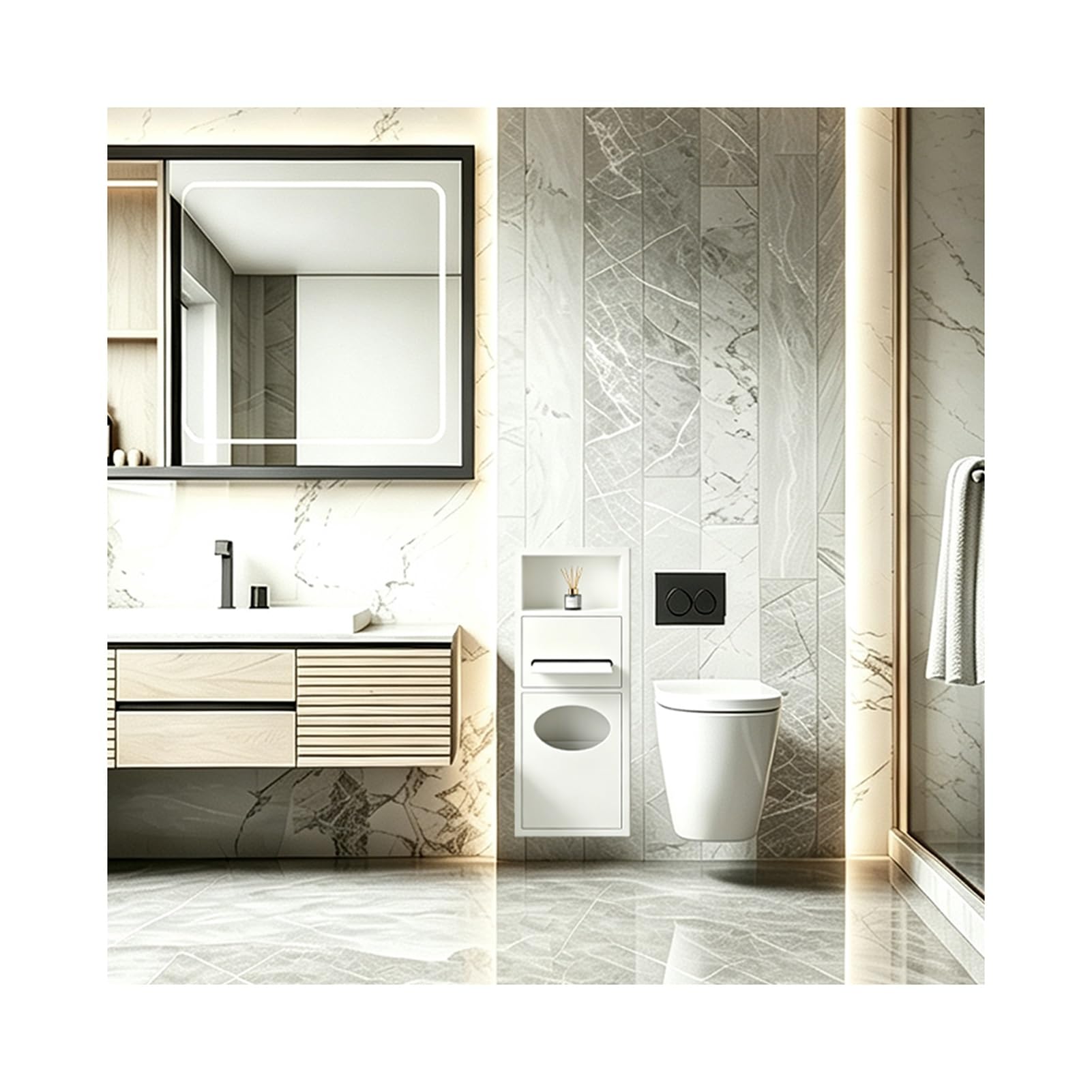 Recessed Toilet Niche, Concealed Trash Can Niche for Bathroom Hotels