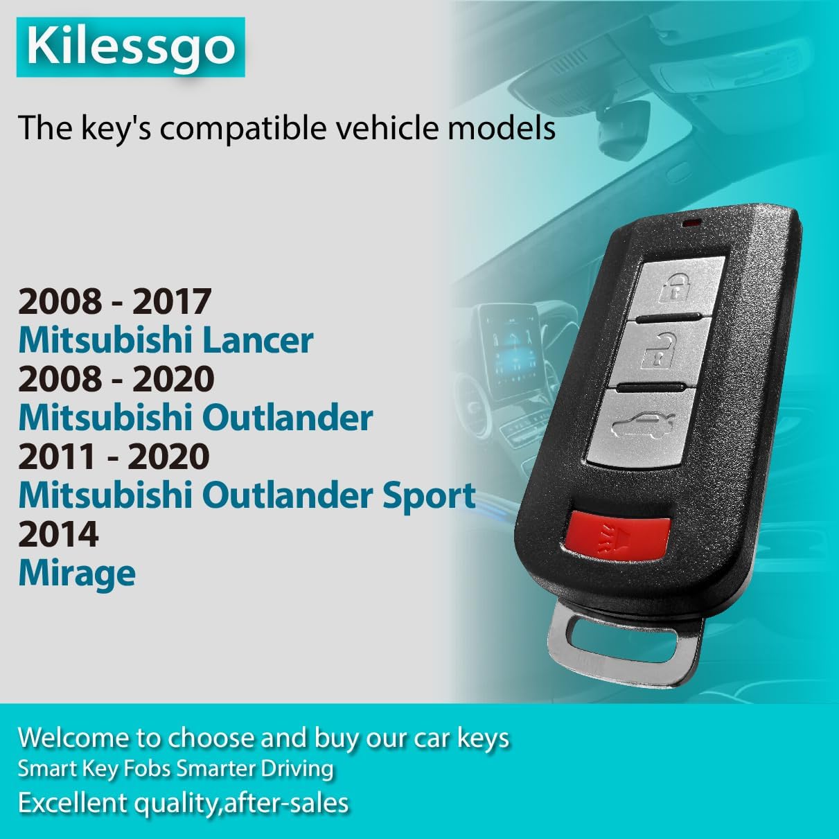 Key Fob Replacement for 2008 - 2020 Mitsubishi Lancer Outlander Sport Mirage OUC644M-KEY-N 315MHz 4 Buttons
