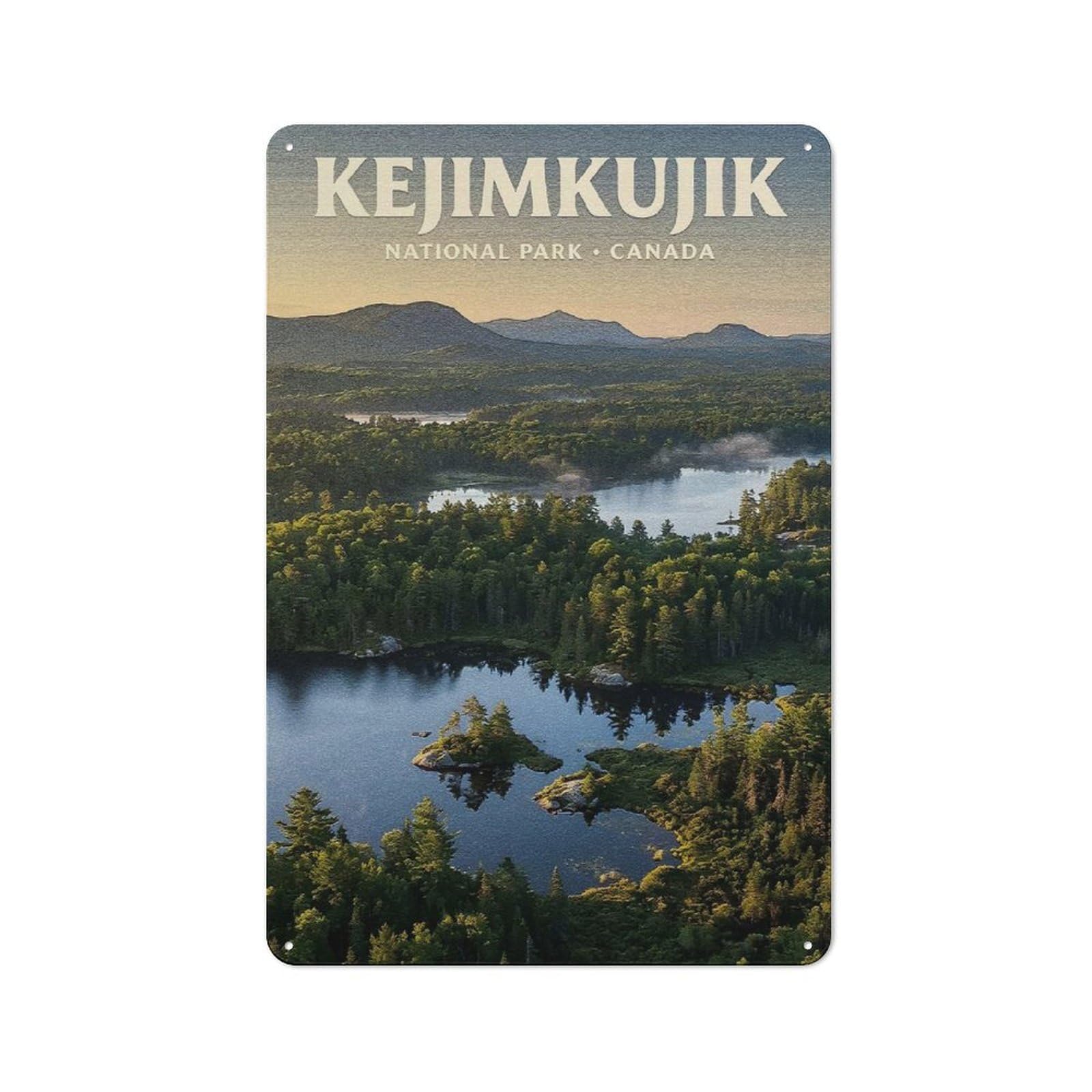 Junmoney Style-2 Cottage Style Kejimkujik National Park Canada Landscape Decorative Tin Sign 30X20cm, Rustic Kitchen Decor For Kitchen, Cottage, Porch Or Garden Room