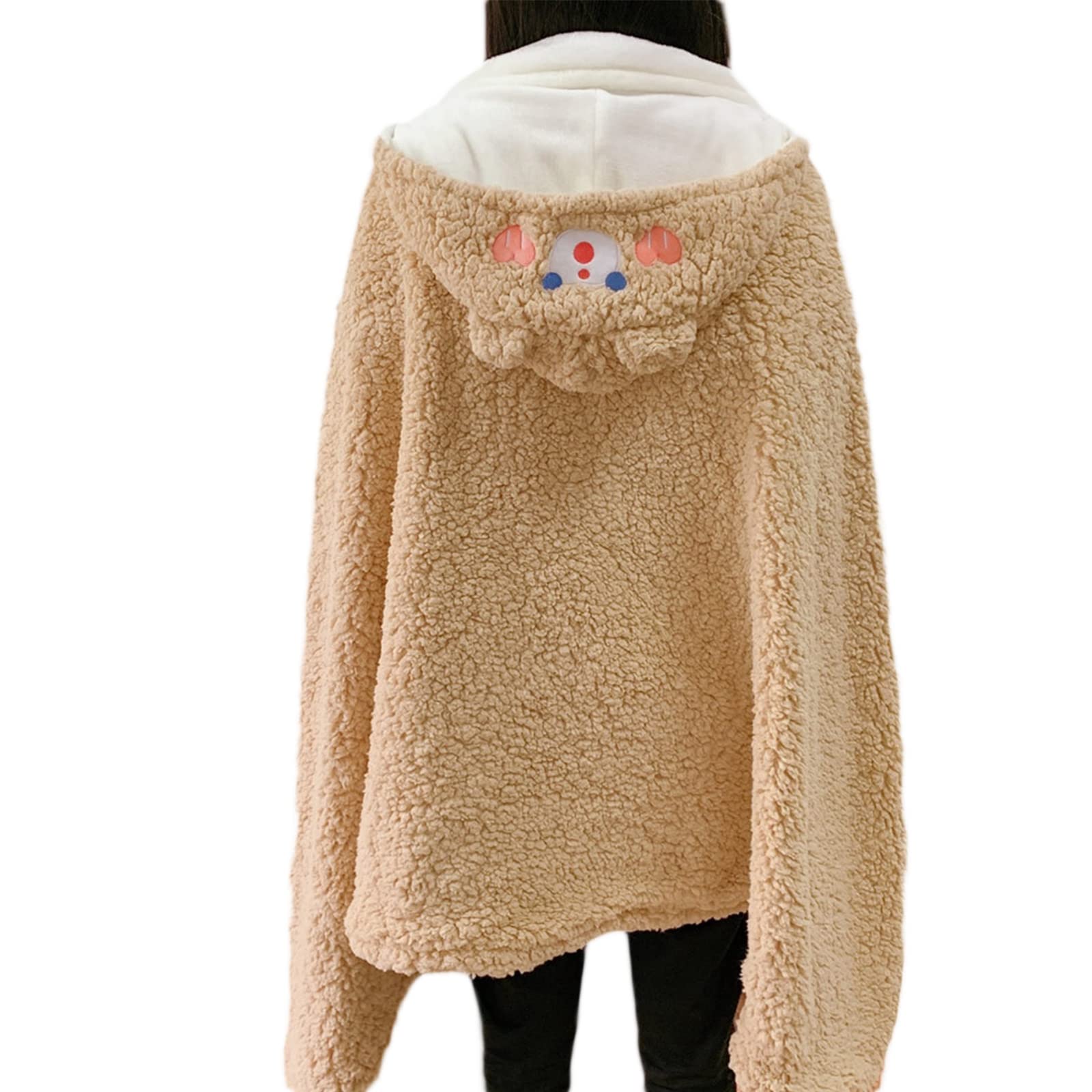 Couverture à capuche en peluche cape chaude de dessin animé portable pour canapé