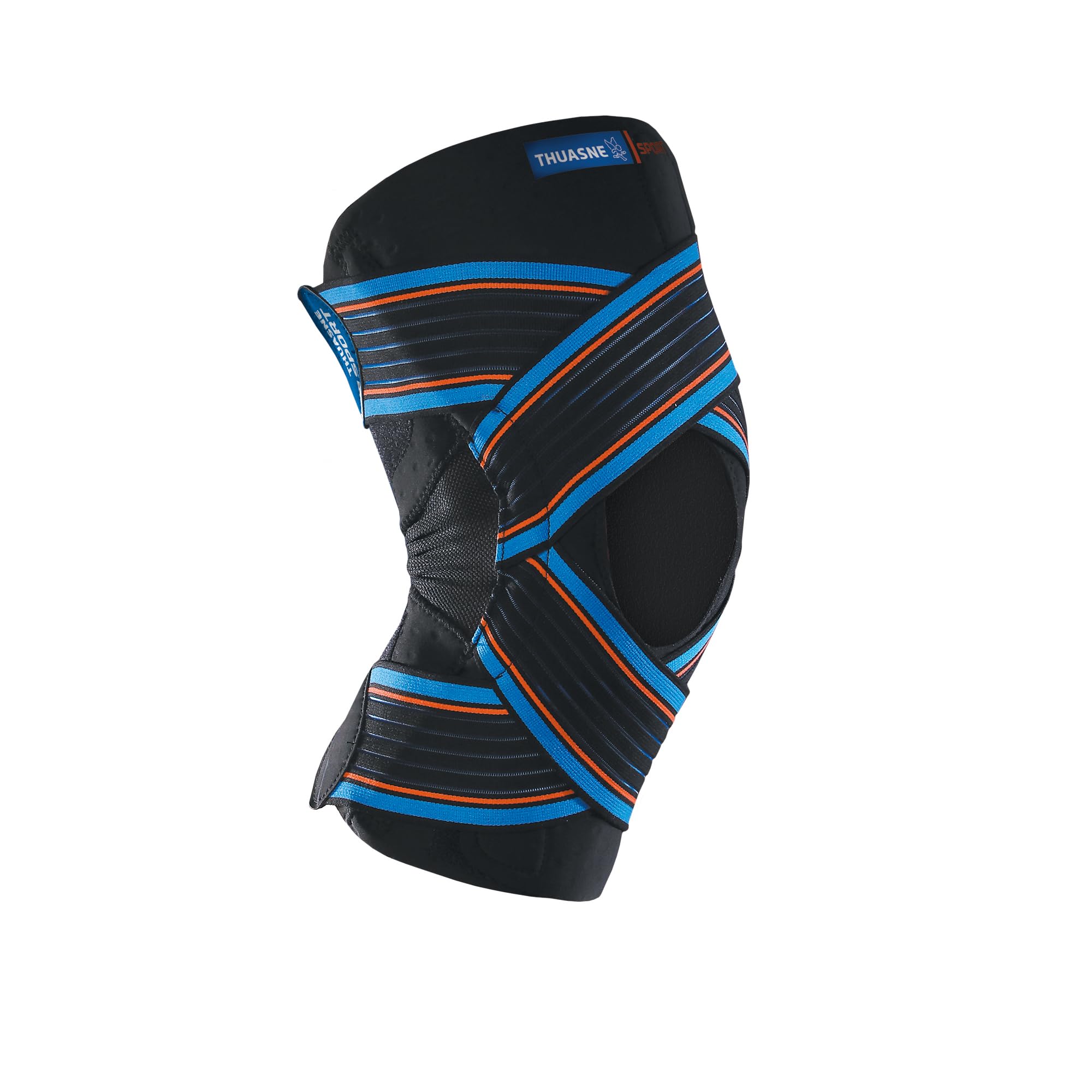 Thuasne Sport - Genouillère Strapping Ouverte - Genou Instable ou Douloureux - Limitation de Déperdition de Chaleur* - Indice de Maintien 3/3 - Dispositif Médical CE - Taille L