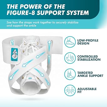 Med Spec ASO Ankle Stabilizer Lace Up Ankle Brace Sprain Support White, SM
