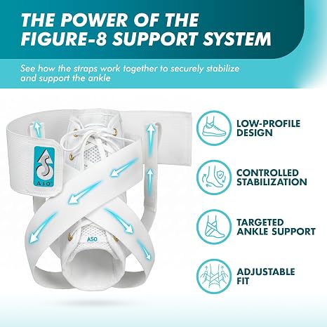 Med Spec ASO Ankle Stabilizer Lace Up Ankle Brace Sprain Support White, SM