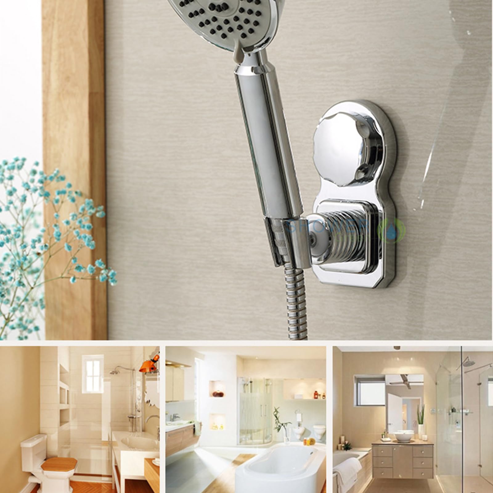 Support Mural Pour Pommeau De Douche Réglable Et Rotatif - Adhésif Fort, Pas De Perçage - Pour Salle De Bain, Location