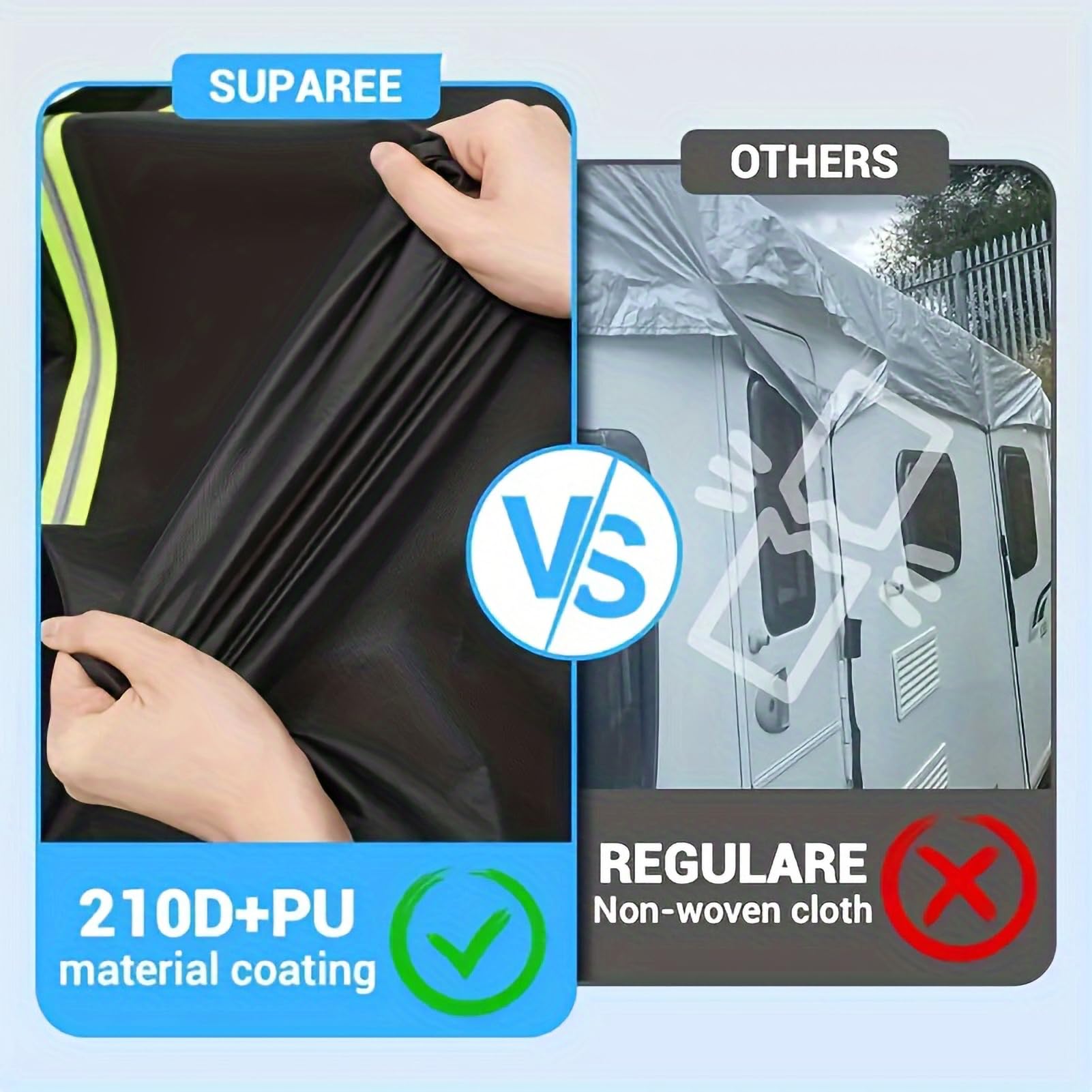 Fundas para RV, Tela Oxford 210D, Impermeable Funda Plegable para Caravana, Funda para Remolque Resistente A La Lluvia Y La Nieve, Plegable Y Almacenamiento,Plata,6.5x3m/21.3x9.8ft