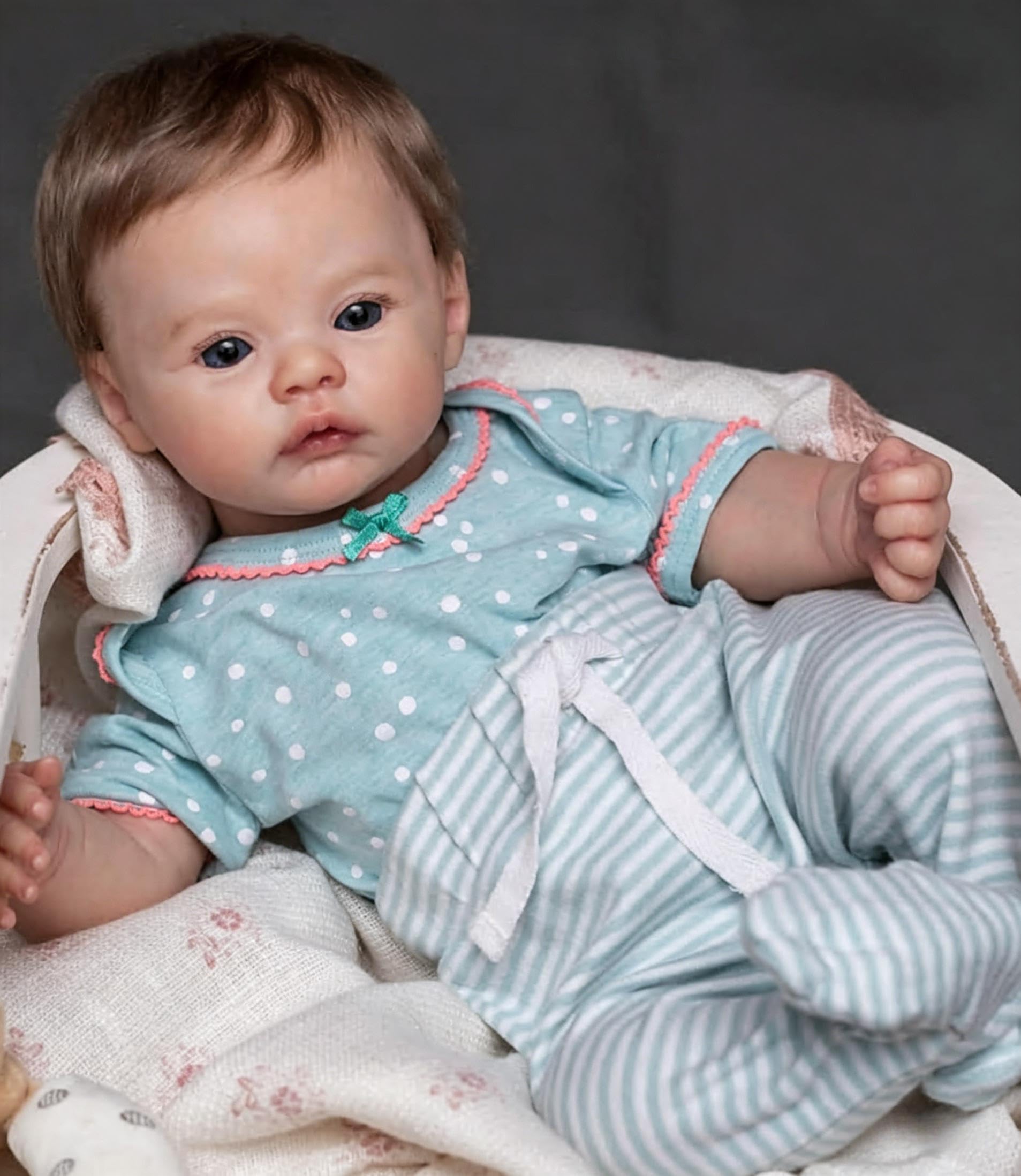 RXDOLL Reborn Baby Dolls silikonowe winylowe lalki na całe ciało, 45 cm, realistyczne lalki niemowlęce z ukorzenionymi włosami i otwartym okiem, prawdziwa lalka Reborn dla dzieci w wieku od 3 lat