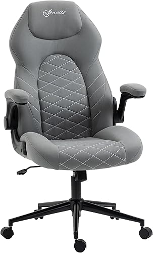 Vinsetto Silla de oficina de respaldo alto con reposabrazos abatibles, silla giratoria para computadora con altura ajustable y función de
