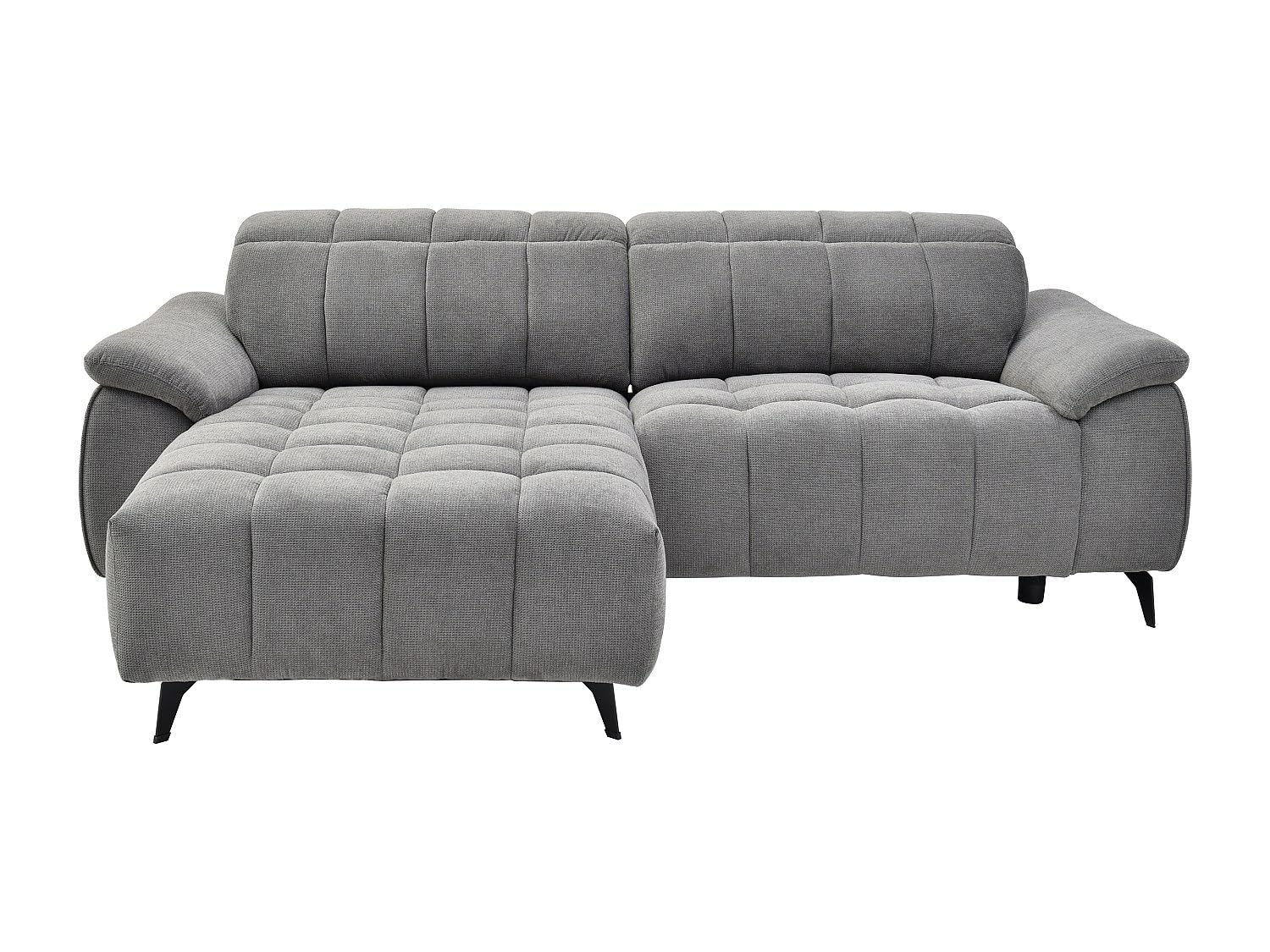 Vente-unique - Elektrisches Relax-Ecksofa links aus grauem strukturiertem Stoff CELTIMO