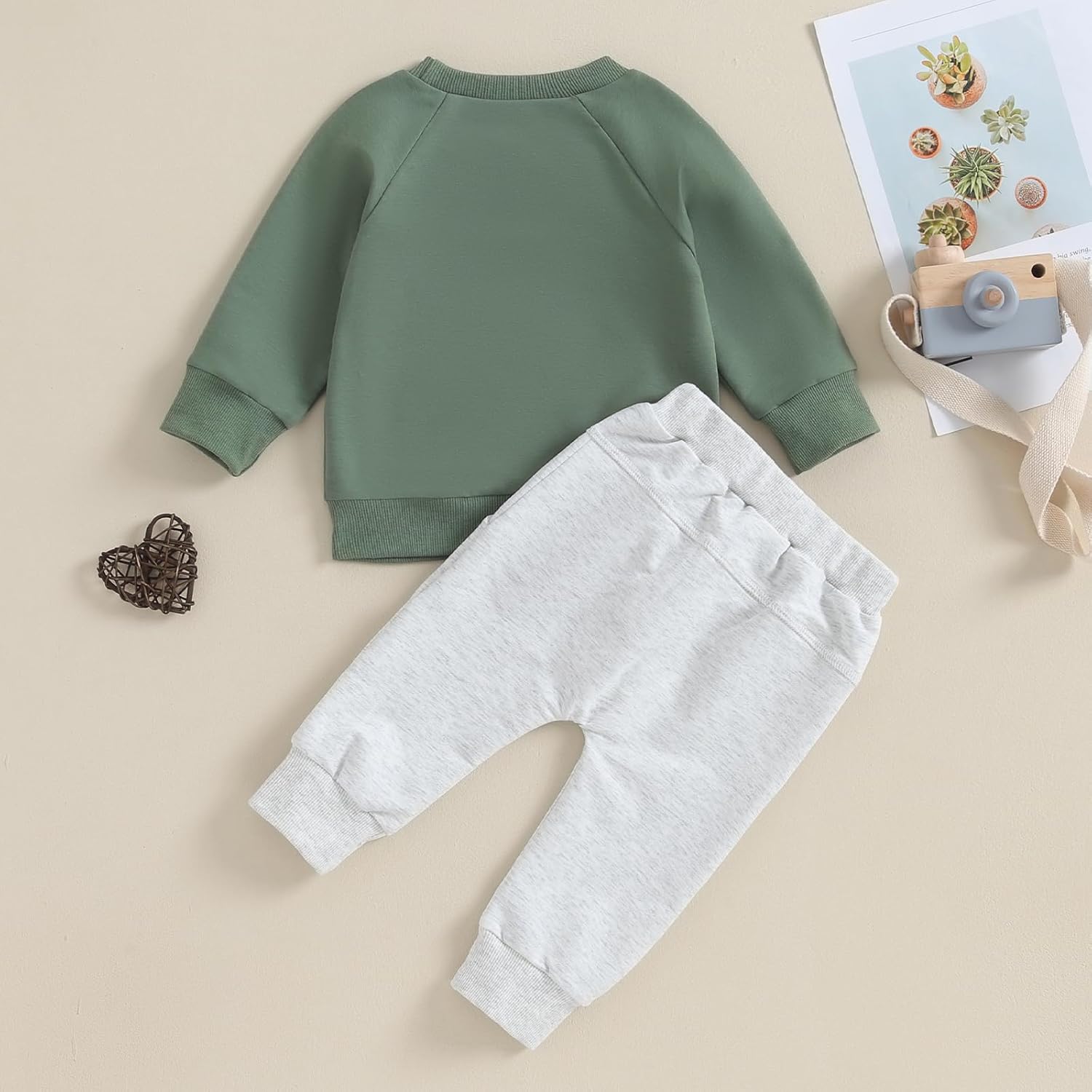 Toddler Baby Boy Clothes Solid Color Long Sleeve Crewneck Sweatshirt Top Casual Pants Set 2Pcs Fall Winter Outfits - Image 7
