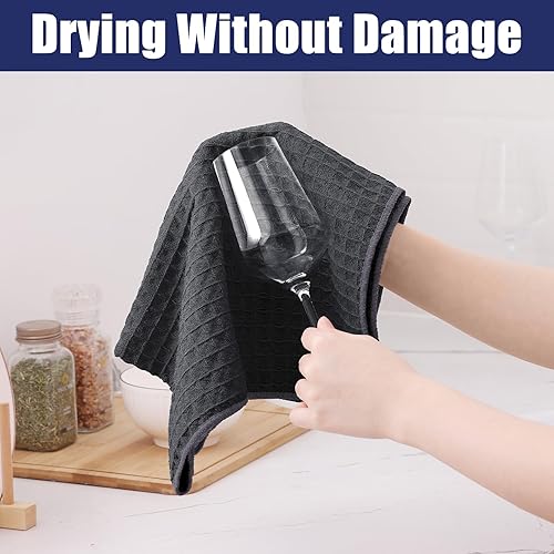 Miniatura 188 de Homaxy Trapos de cocina de microfibra con tejido de gofre, 12 x 12 pulgadas, ultra absorbentes y de color sólido, paños de cocina de secado rápido