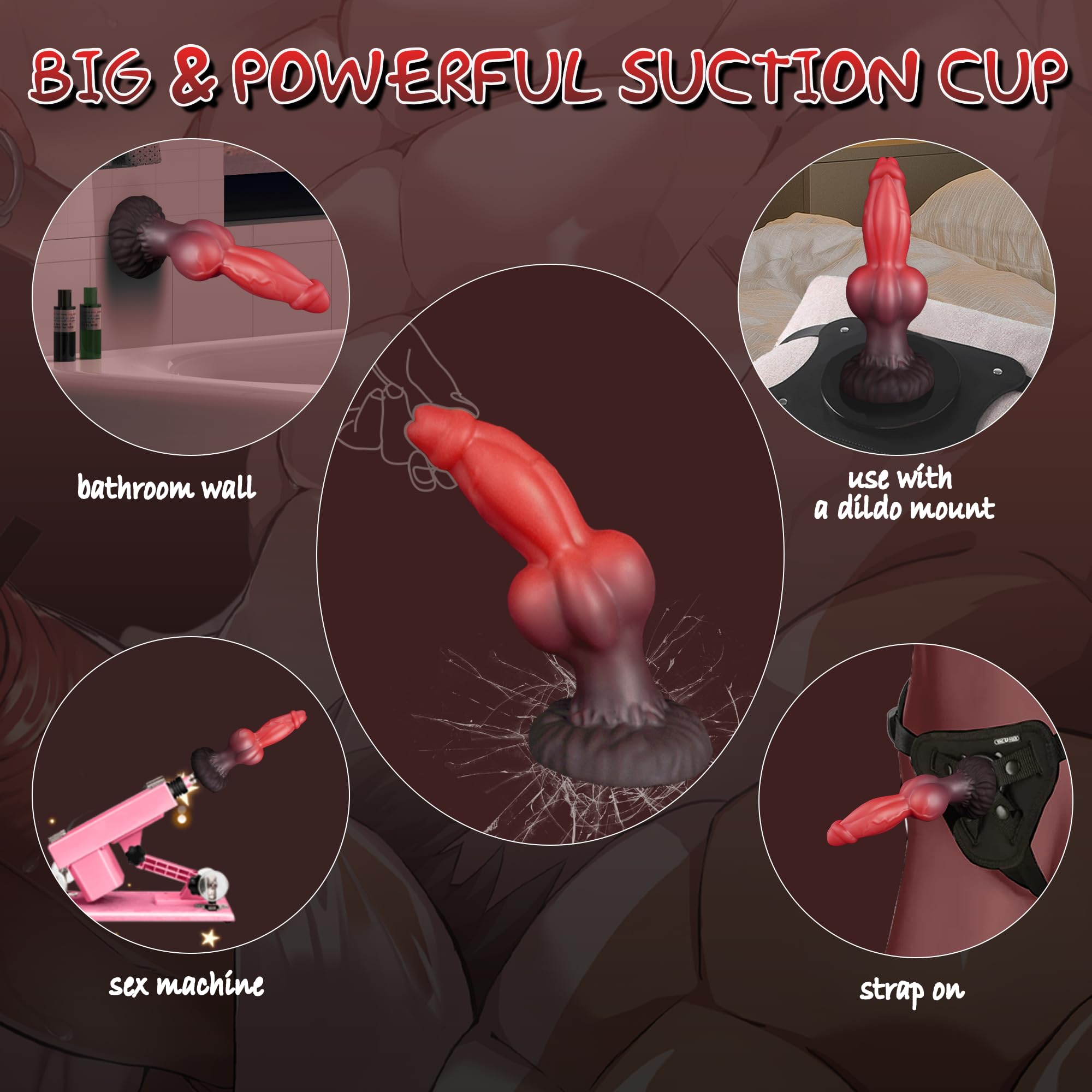 Monster Dildo Fantasy Dragon Dildo with Big Knot, 8.6" Thick Animal Dog Knot Dildos Anal Toys with Strong Suction Cup, Silicone Horse Alien Dildos for G Spot Prostate Play, Adult Sex Toy for Women Men