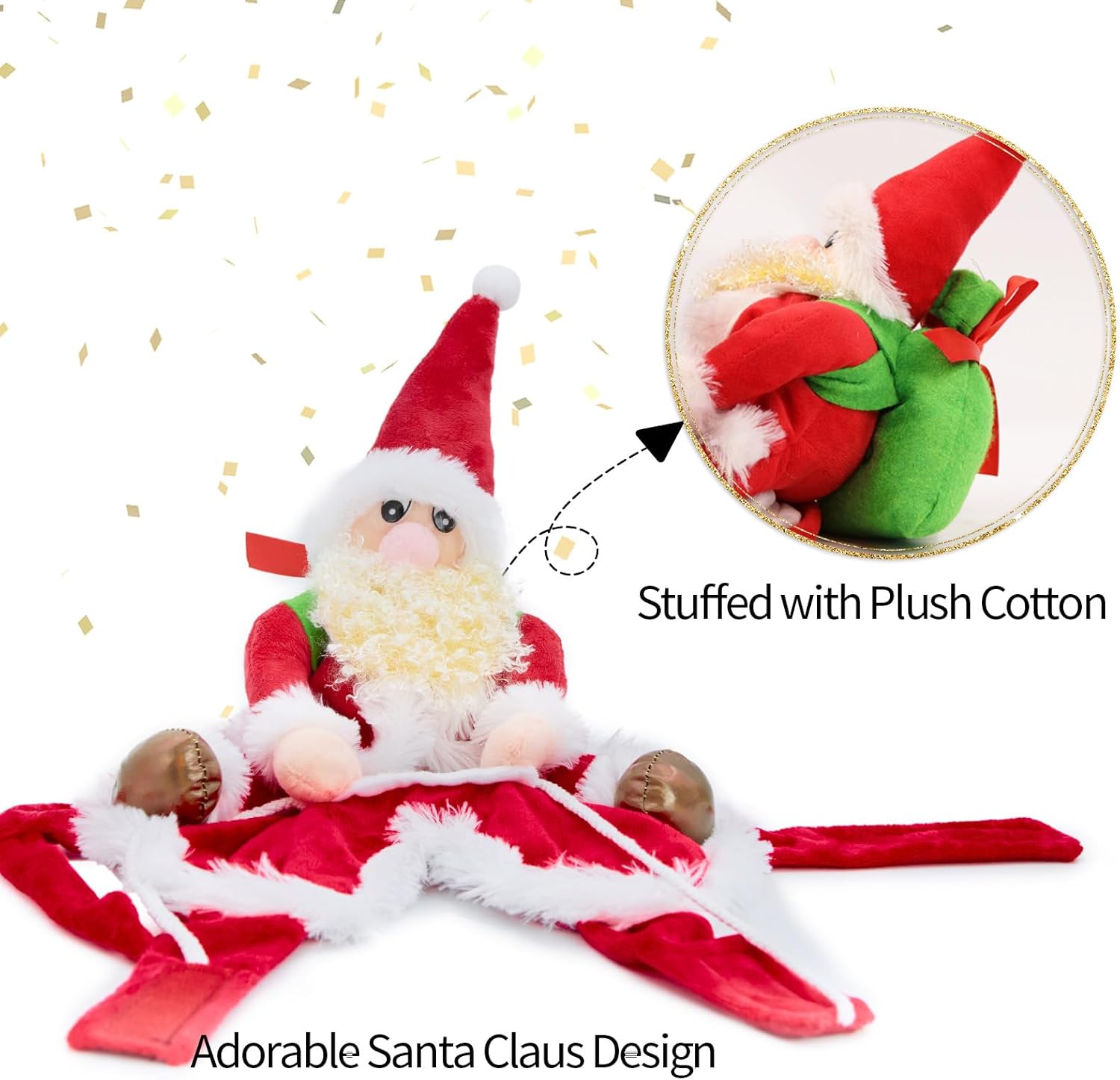 DELIFUR Santa Dog Costume Christmas Pet Clothes Santa Claus Riding Pet Cosplay Costumes Party Dressing up Dogs Cats Outfit for Small Medium Dogs (X-Large)