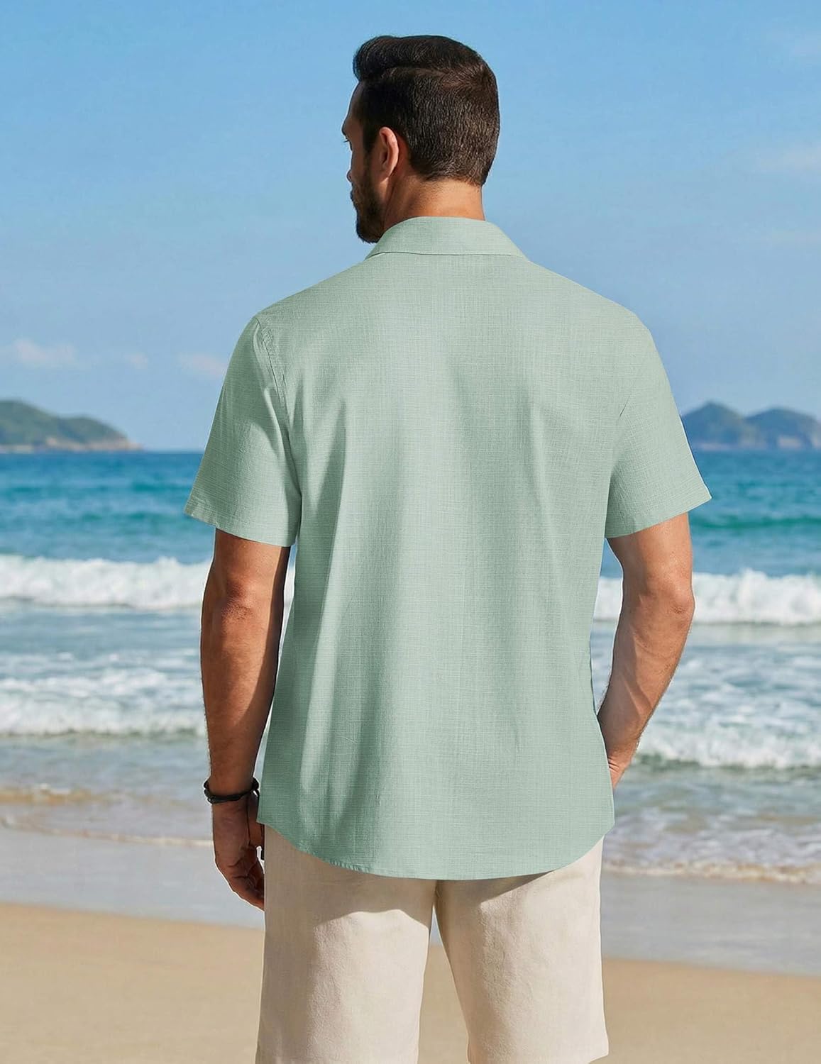 COOFANDY Men's Button Down Short Sleeve Shirt Cotton Casual Summer Shirts Textured Beach Vacation Shirts for Men - Image 5