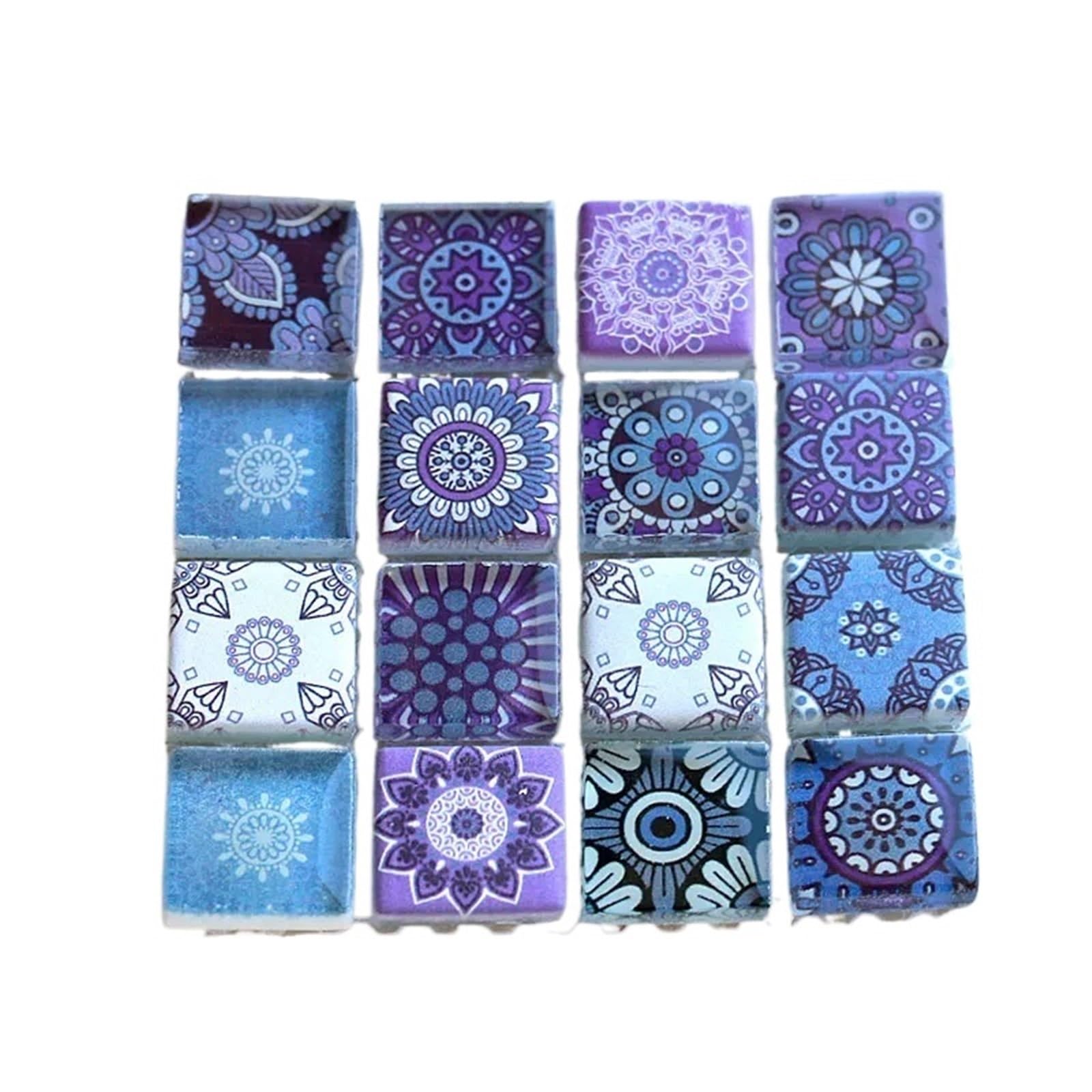 Vaeltor Purple 300G Assorted Bohemian Glitter Glass Mosaic Tiles For Diy Crafts Blue Green