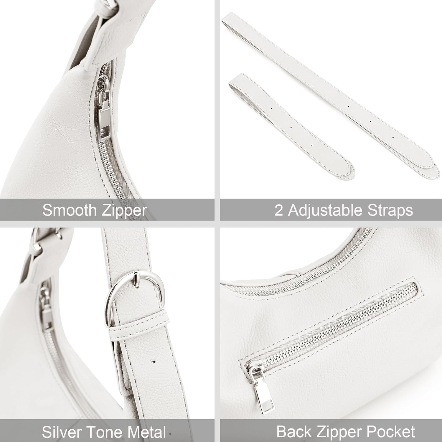 NIUEIMEE ZHOU Hobo Bags for Women Soft Vegan Leather Crescent Shoulder Handbag Slouchy Tote Crossbody Purses - Image 8