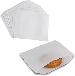 Wax Bakery Parchment Paper Bags - Sandwich Bag For Little Bites Cookies Grease-Resistant - Glassine Bags Size 6" x 4.5” by...