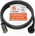HUANCHAIN 14 Étendue 15 FT Flat Plug Extension Cord blanc intérieur extérieur, service lourd 3 Raccordé à la terre à faible profil de rallonge de fil flexible, 15A 1875W 125V 14AWG SJTW, ETL Inscrit