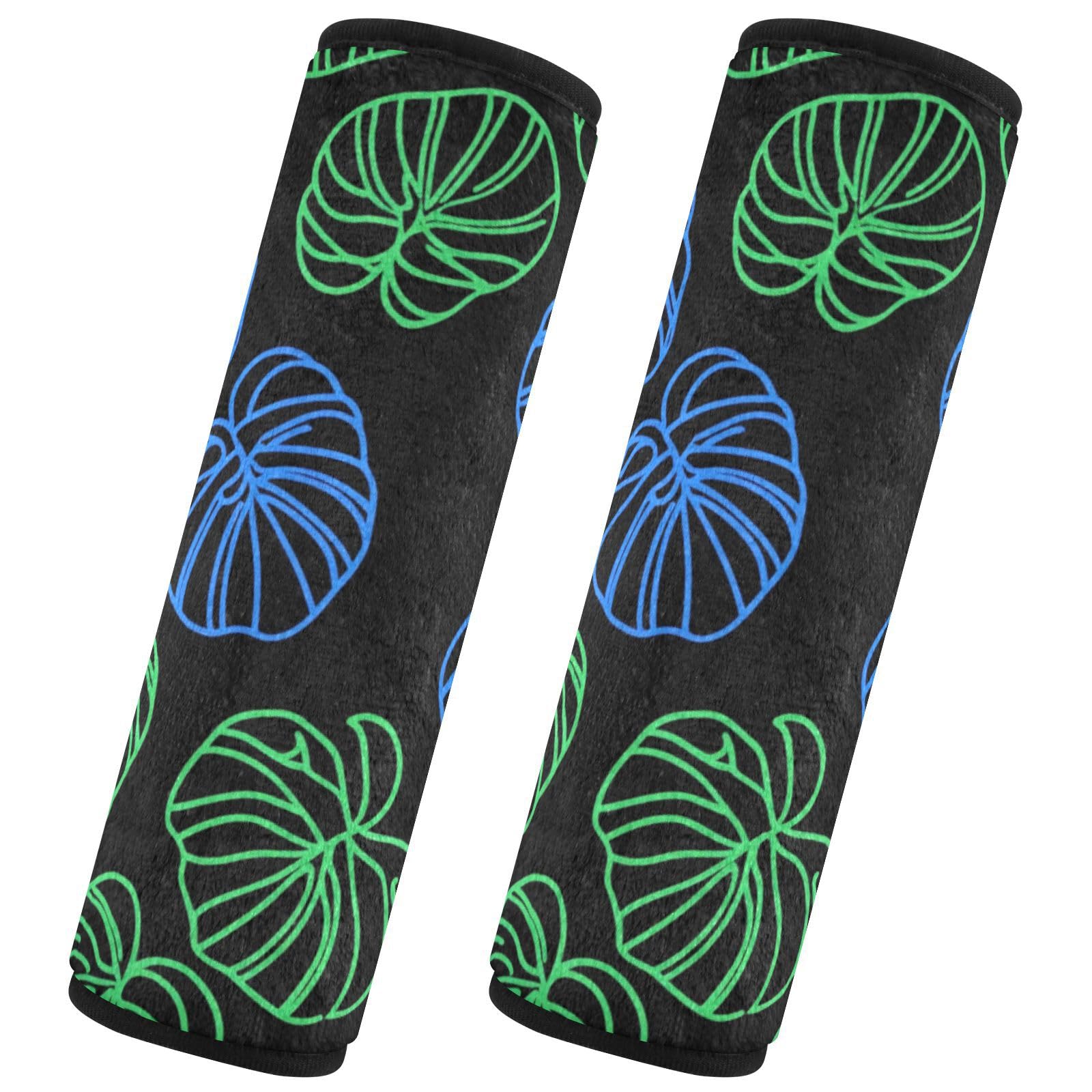 EtherSpher Plant Green Monstera Deliciosa car seat Neck Strap Cover, More Comfort Driving, car Trip Essentials for Backpack Truck Truck funda para cinturón de carro 2 Pack