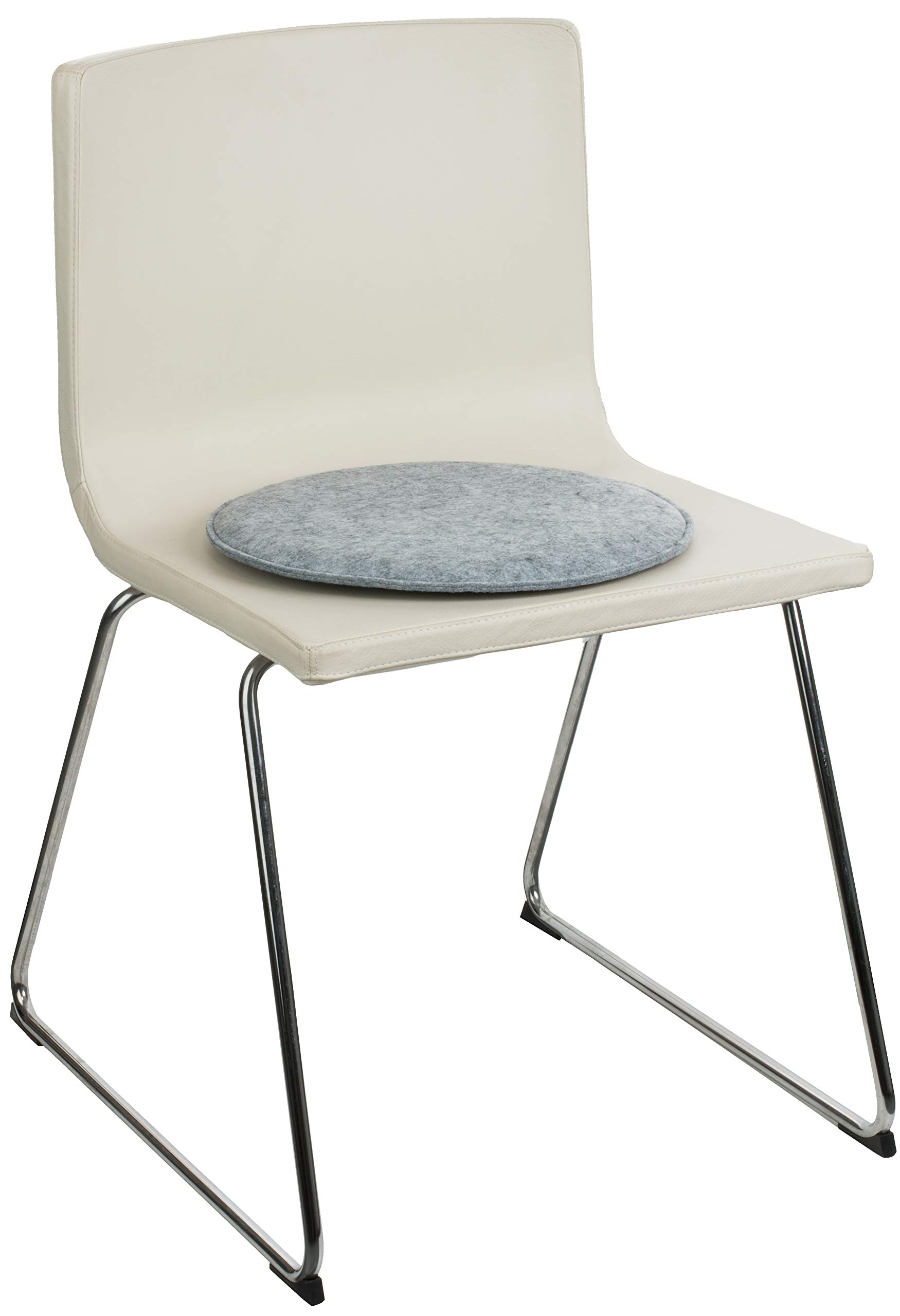 Brandsseller 6er Set Sitzkissen aus Filz Ø 35x2 cm – Robuste Stuhlauflagen für innen und außen, rundes Sitzpolster, strapazierfähiges Kissen für Stühle – Hellgrau