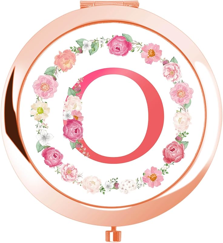 Espelho compacto floral jekiinova com nécessaire e inicial O