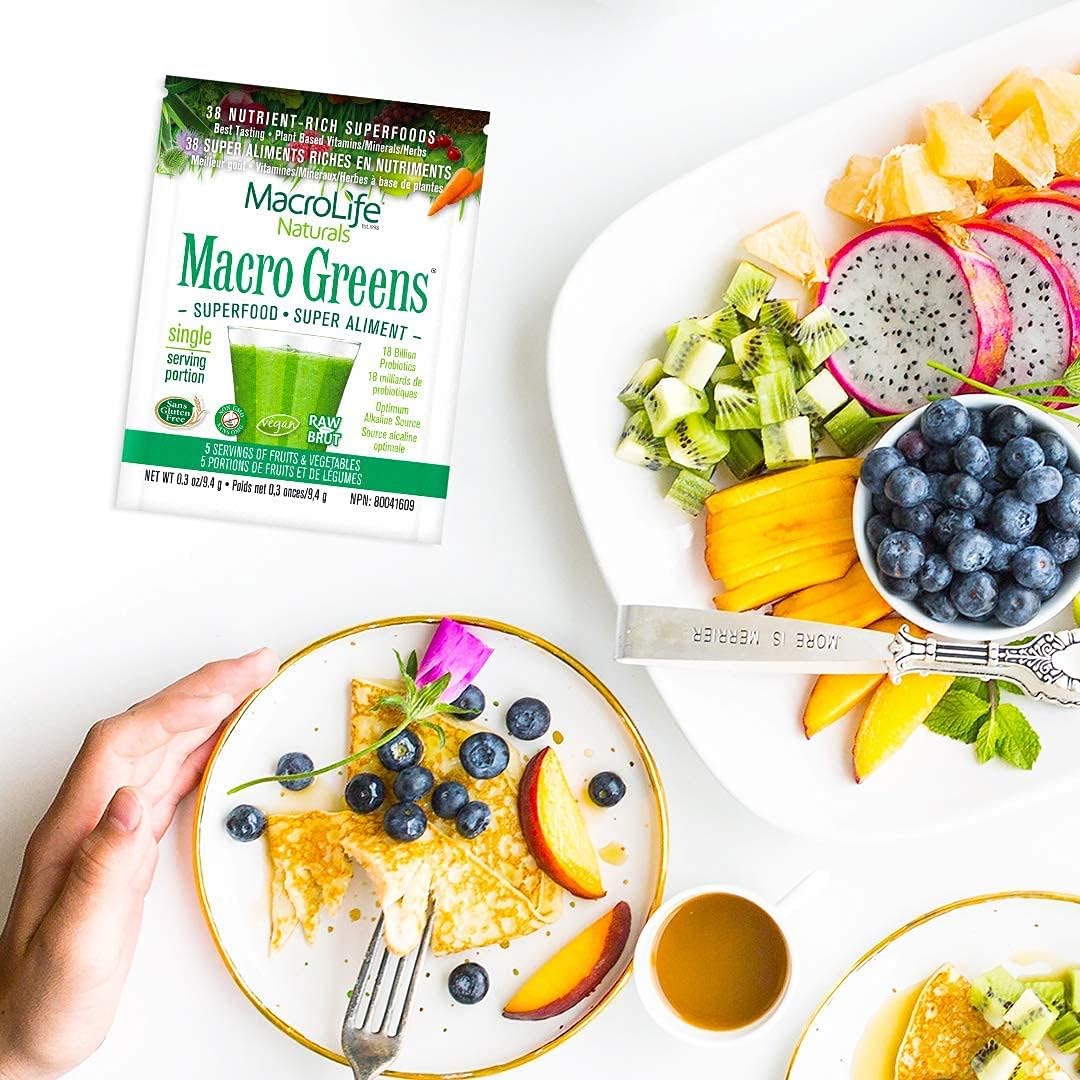 MacroLife Naturals Macro Greens & Miracle Reds Immunity Bundle - Superfood Antioxidant - Herbal, Fruits & Berries Probiotic Immunity Non-GMO, Vegan, Gluten-Free, Dairy-Free - 24 Packet Servings