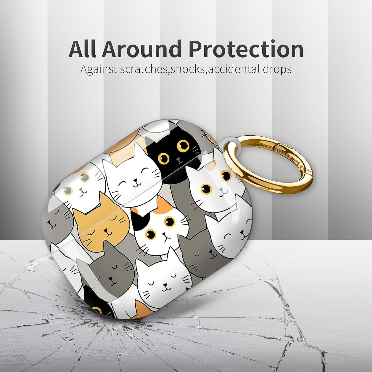 Compatible with AirPod Pro 3rd Generation Case 2025,Fashion Protective Cover with Keychain, Anti-Scratch, Drop Protection,Shockproof Cover for AirPod Pro 3 Women(Funny Cats) image 4