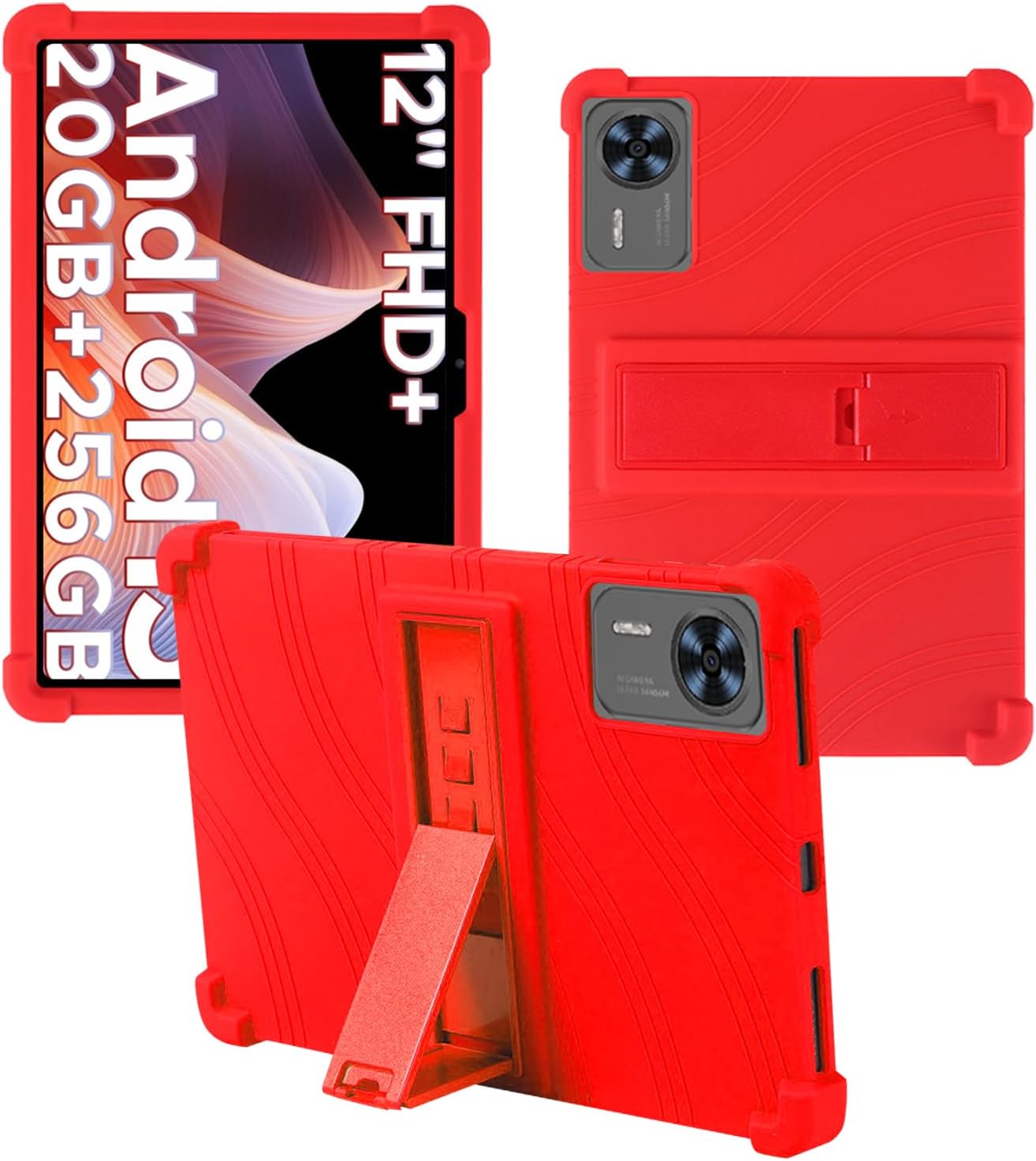 Case for DOOGEE T36 Android 15 Tablet 12 inch 2025 New，Shock Proof Lightweight Stand Rubber Shell Protective Cover,Kids Friendly Soft Silicone Adjustable Stand Cover for Doogee T36,Orange
