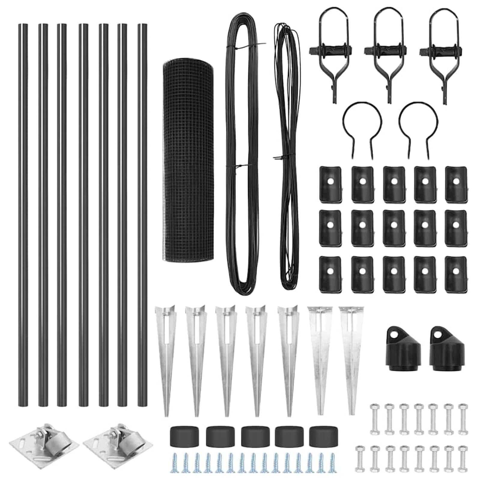 Gecheer Metall-Zaunpfosten-Set 2er Set Grau Metall 10 x 1 m Stabil, Stabile Stahlpfähle für Gartenzäune Landwirtschaft Weidenetze Hühnerdraht3352166