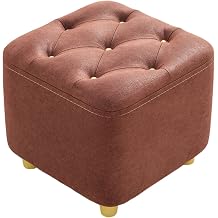 Button Ottoman,Cube Foot Rest Stool,Tufted Square Footrest Bench,Small Foot Stools,Change Shoes Bench,for Bedroom, Living Room, Office,Entrance Hall Brown