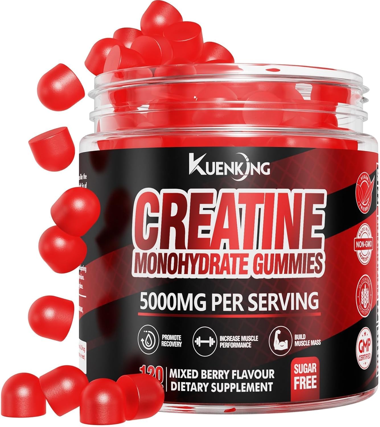 Creatine Monohydrate Gummies for Men, Sugar Free Creatine Gummies for Women, Creatine Gummy Supplements to Support Muscle Building, Strength, Recovery, Pre Workout (120 Count) - Mixed Berry - Image 7