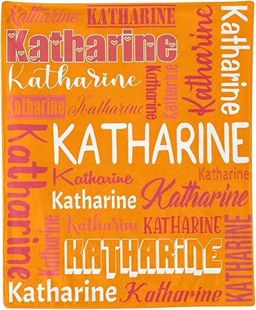 Personalized Blanket for Kids Adults Personalized Name Blanket Custom Blanket with Name Personalized Gifts for Christmas Birthday Valentines Day Mothers Fathers Day (Orange, 50"x60")