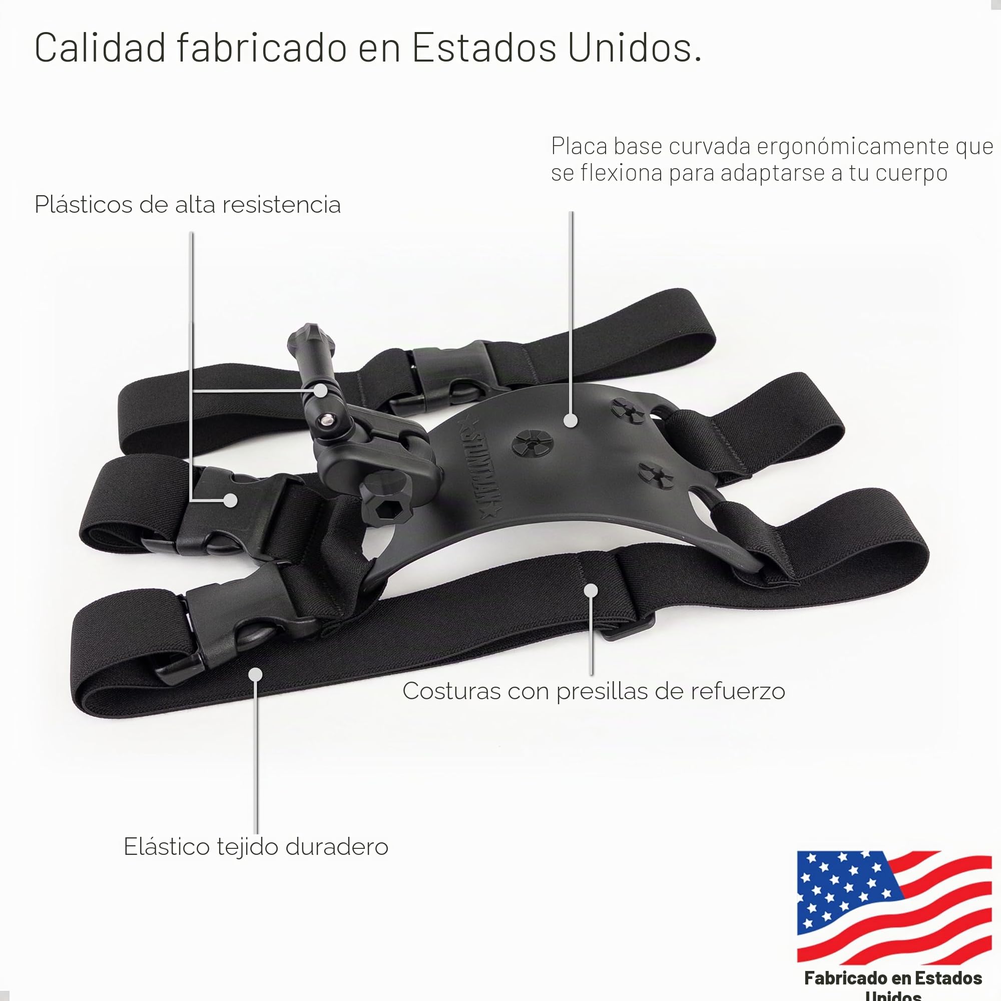 STUNTMAN Soporte de Hombro de Alta Estabilidad 360 para cámaras de acción. Compatible con GoPro, dji Osmo (Action 5 Pro, 4, 3, 2), Insta360 (Ace Pro, Ace, One RS, One R) y Otros