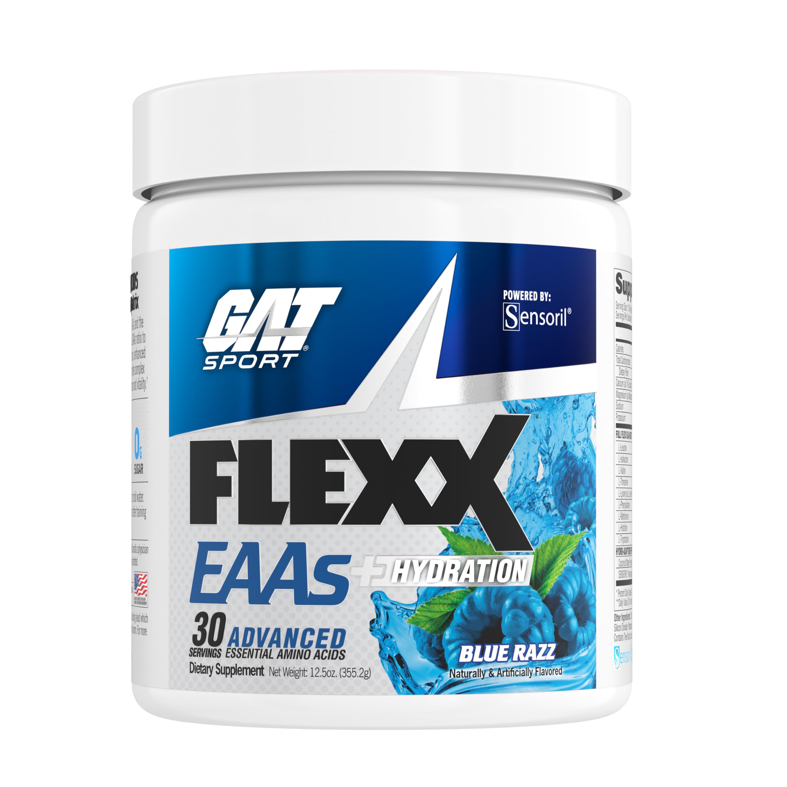 GAT SPORTFlexx EAAs + Hydration, Advanced Essential Amino Acids, 30 Servings (Blue Razz)
