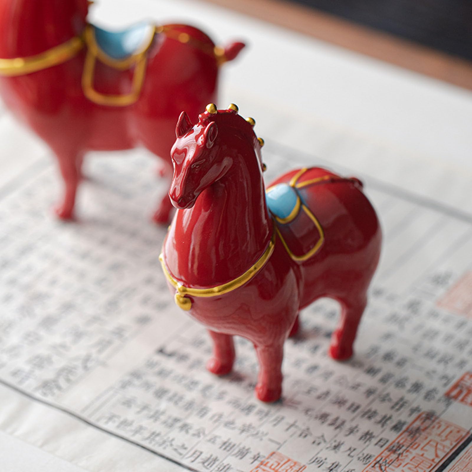 Artigianato di Statue di Cavalli in Ceramica, Ornamento di Statuette Feng Shui in Ceramica Rossa, Scultura di Animali di Cavallo Grasso e Carino Fatta a Mano per la Decorazione,A